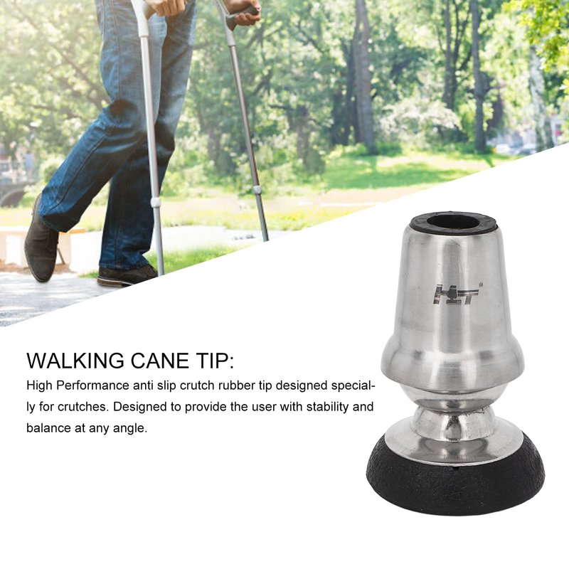 Crutch Tips 3/4 Inch, All Terrain Non Slip Walking Cane Tips Replacement with 360° Rotation, 0.75 Inch Heavy Duty Universal Rubber Cane Tips for Canes, Walking Sticks, Hiking Stick, Seniors Crutches