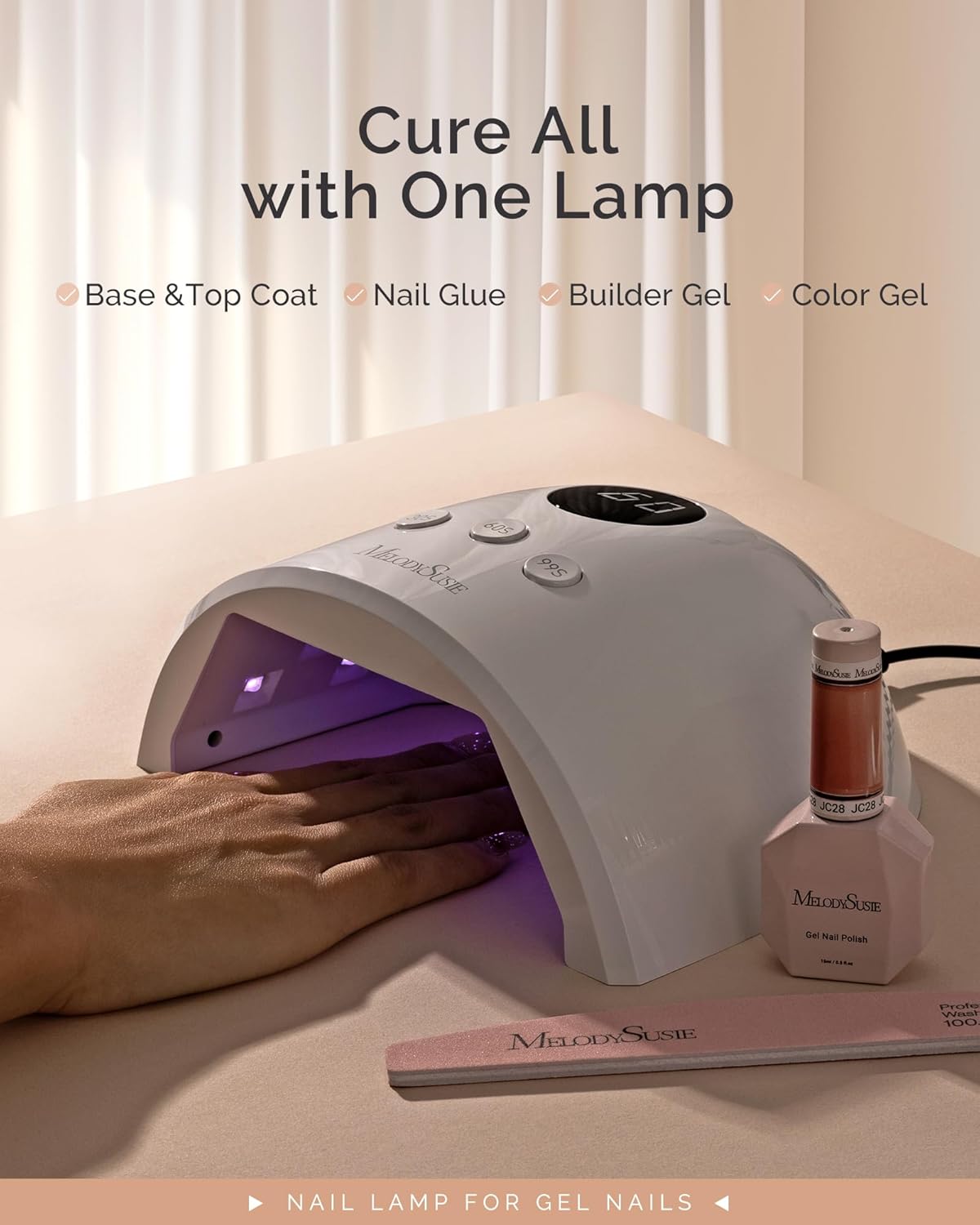 Compact UV LED Nail Lamp - Advanced 30W Nail Dryer with Smart Sensor & 3 Timers | Cures All Gels, White