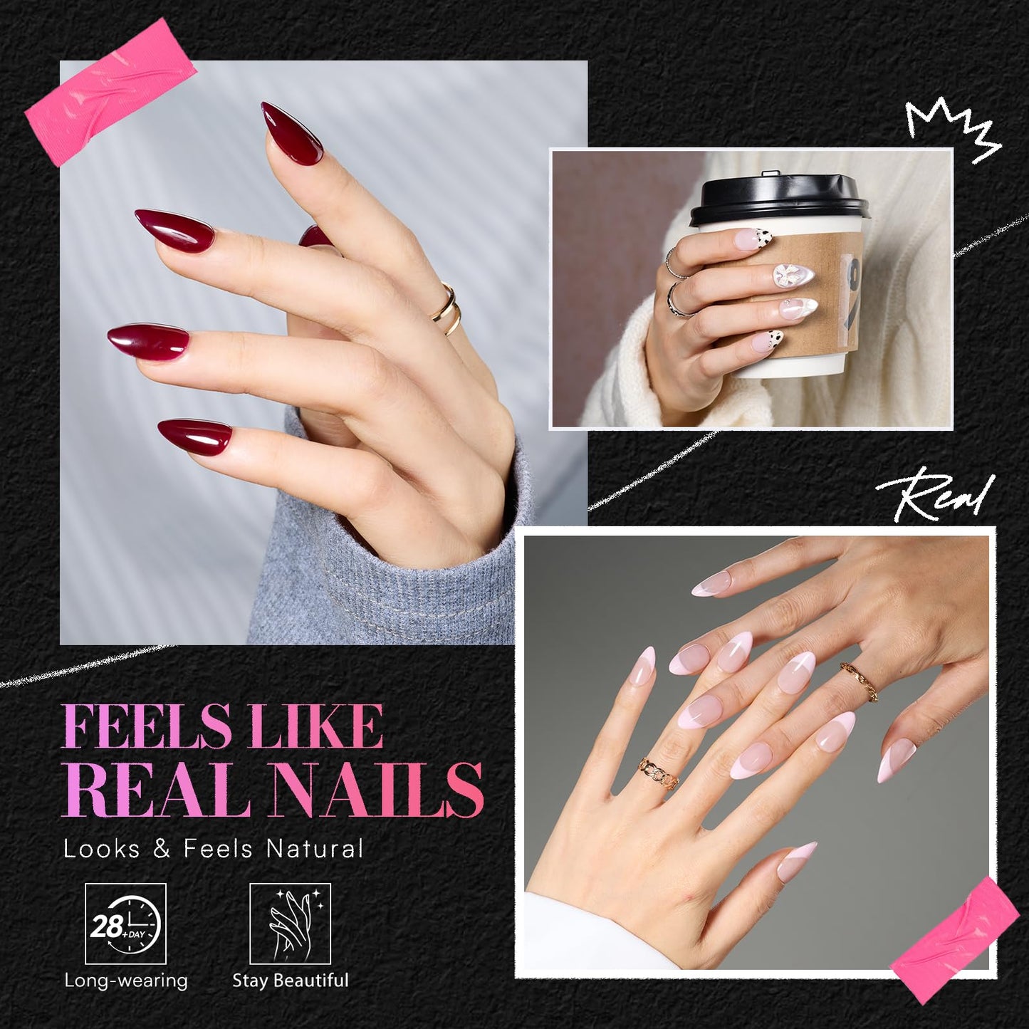 Makartt Short Almond Nail Tips: 504PCS Pre Etched Clear False Nails Tips Almond Shapes, 15 Sizes Full Cover Half Matte Soft Acrylic Press On Nail Extensions Supplies Salon and DIY at Home