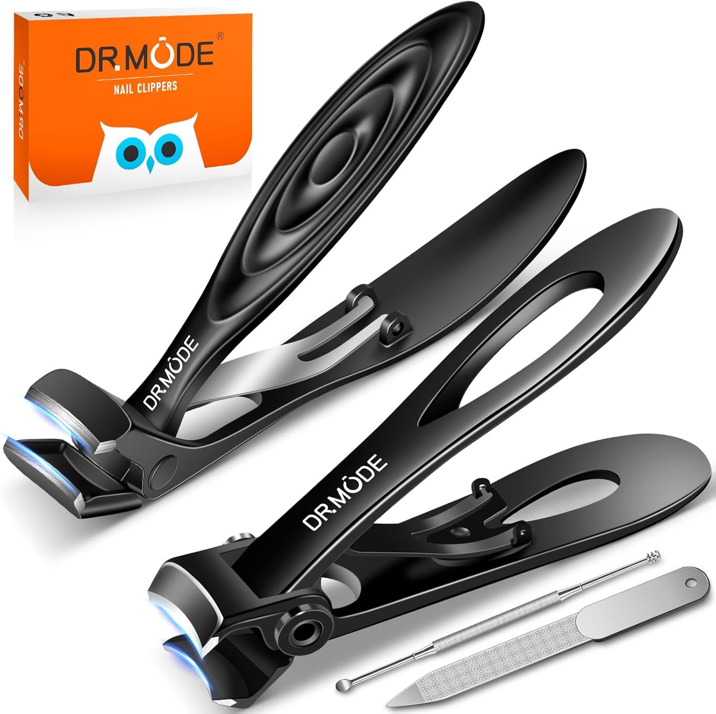 Toenail Clippers for Thick Toenails - Angled Long Handle Design for Seniors | Heavy Duty, Wide Jaw Opening, Black