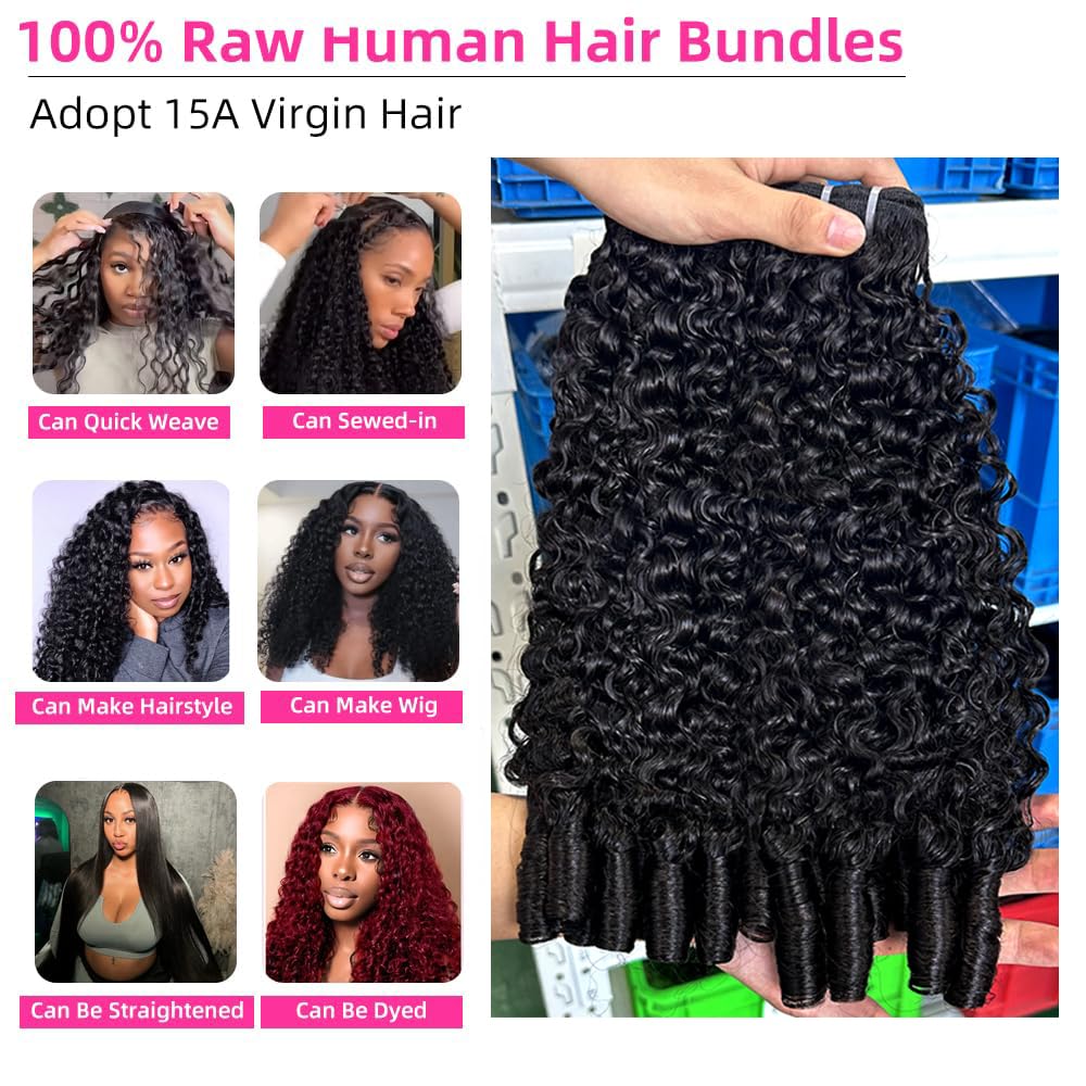 Burmese Curly Hair Bundles - 100% Unprocessed Raw 15A Kinky Curly Weave | 18-20-22 Inch, Natural Color
