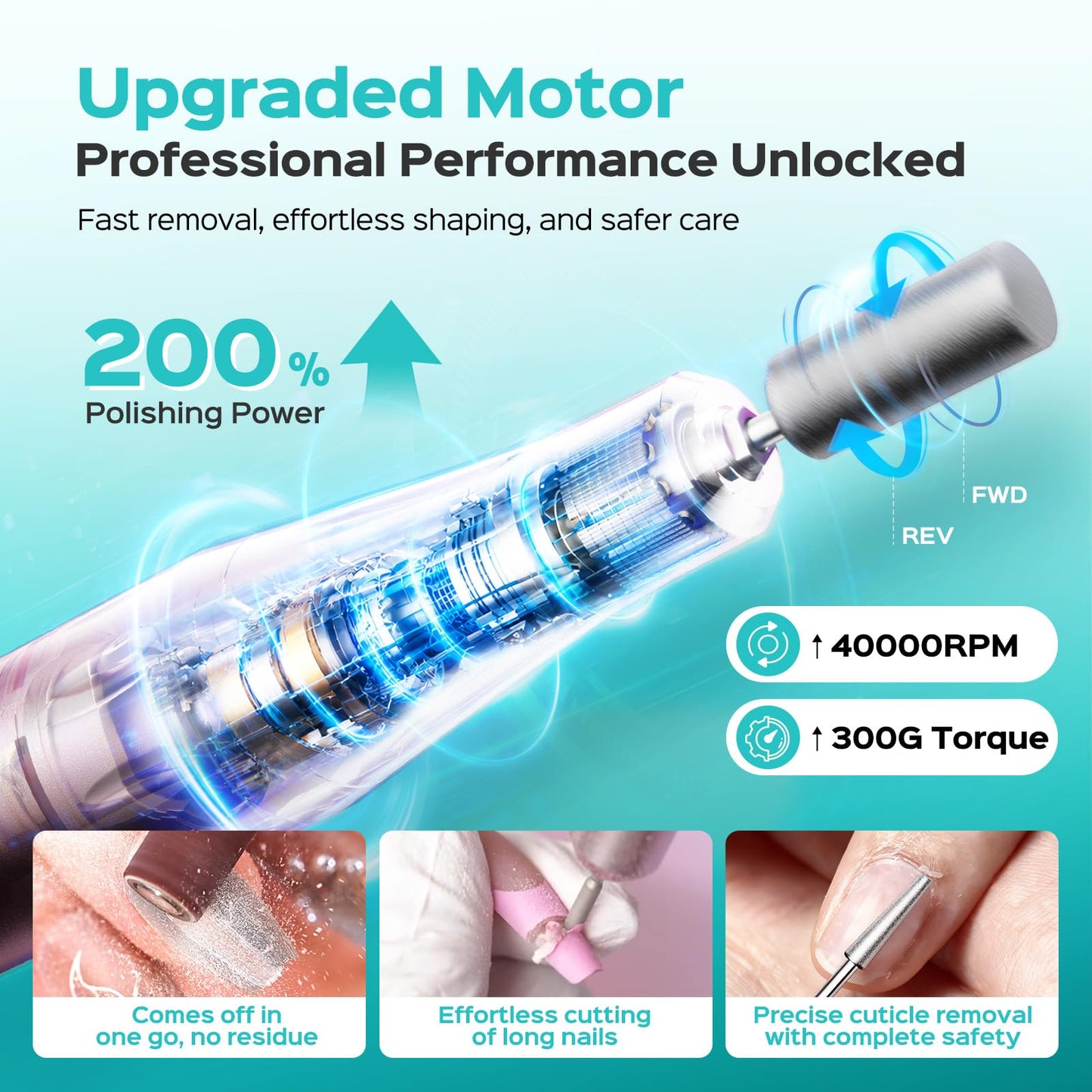 COSLUS E51 Electric Nail Drill Professional: Rechargeable Nail File with Stand for All Manicure Shaping & Gel Removal, Entry-Level Easy, 40000RPM E-File for Nail Art Practice, Home DIY and Salon, Pink