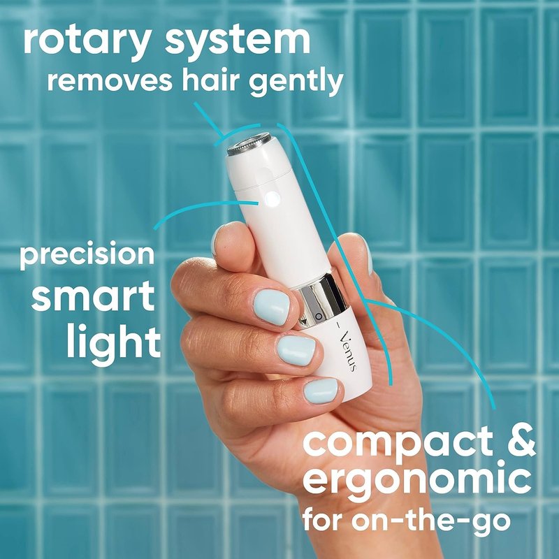 Gillette Venus Mini Facial Hair Remover for Women's Face, Portable Electric Shaver/Razor, Hair Removal for Women, Dermaplaning Tool, Trimmer