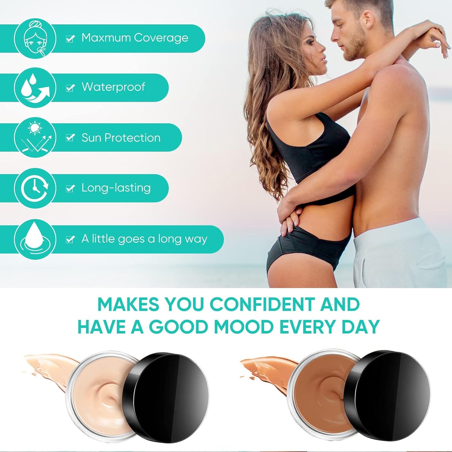 Tattoo Cover Up Makeup - Waterproof Concealer Cream for Scars, Vitiligo & Dark Spots | 2 Color Options