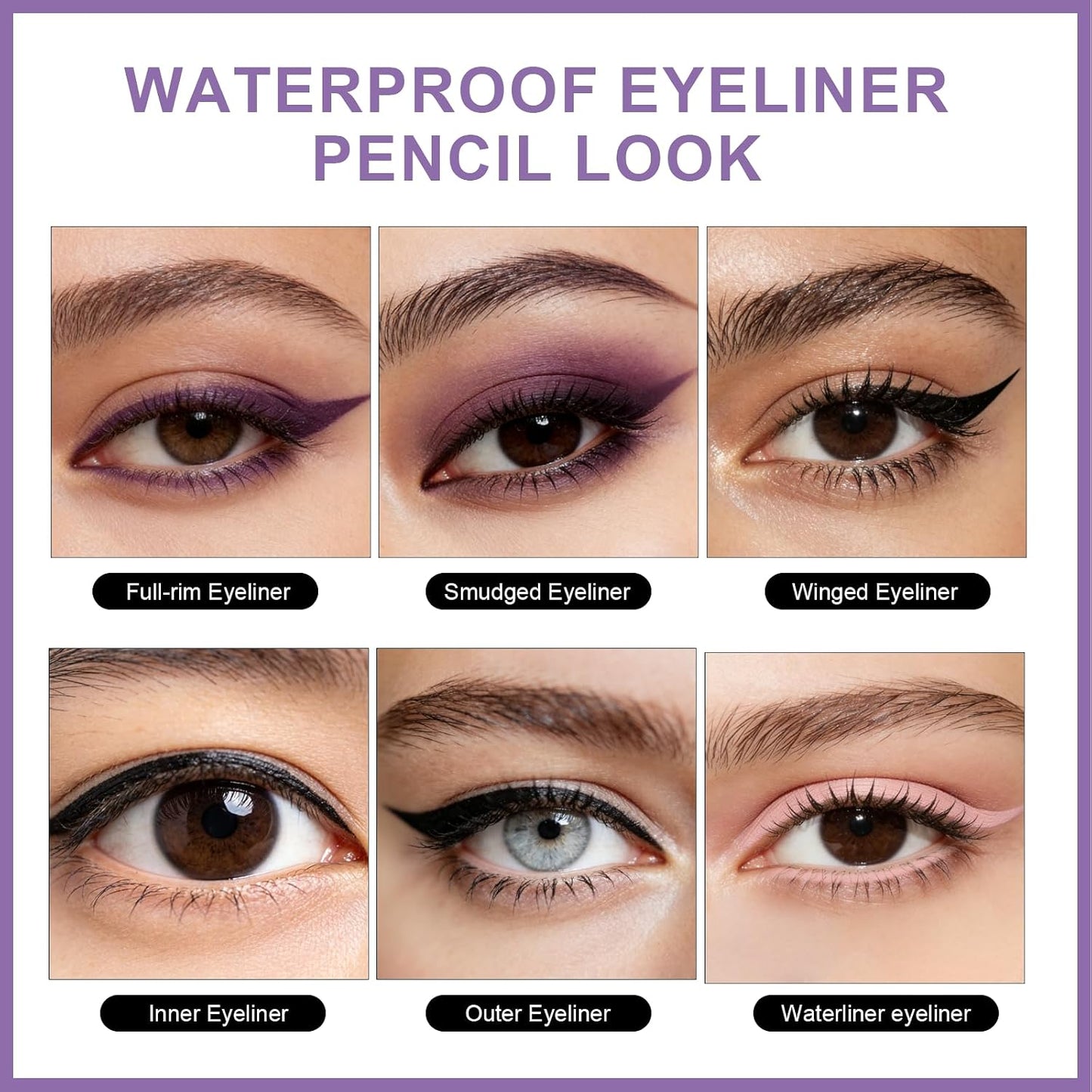 Deep Purple Plum Eyeliner Pencil - Waterproof, Long-Lasting, High-Pigmented Formula | Ideal for Mature Skin