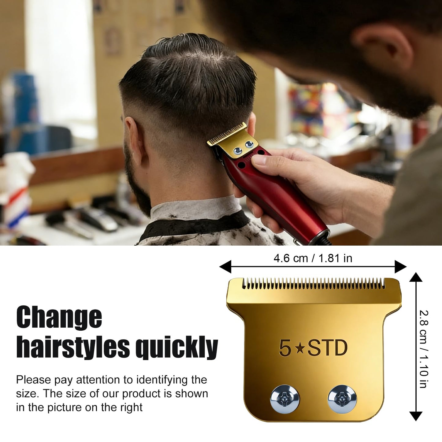 Replacement Blades for Wahl Detailer, 5 Star Hero, Razor Edger, and G Whiz trimmers,Gold 1 Pack