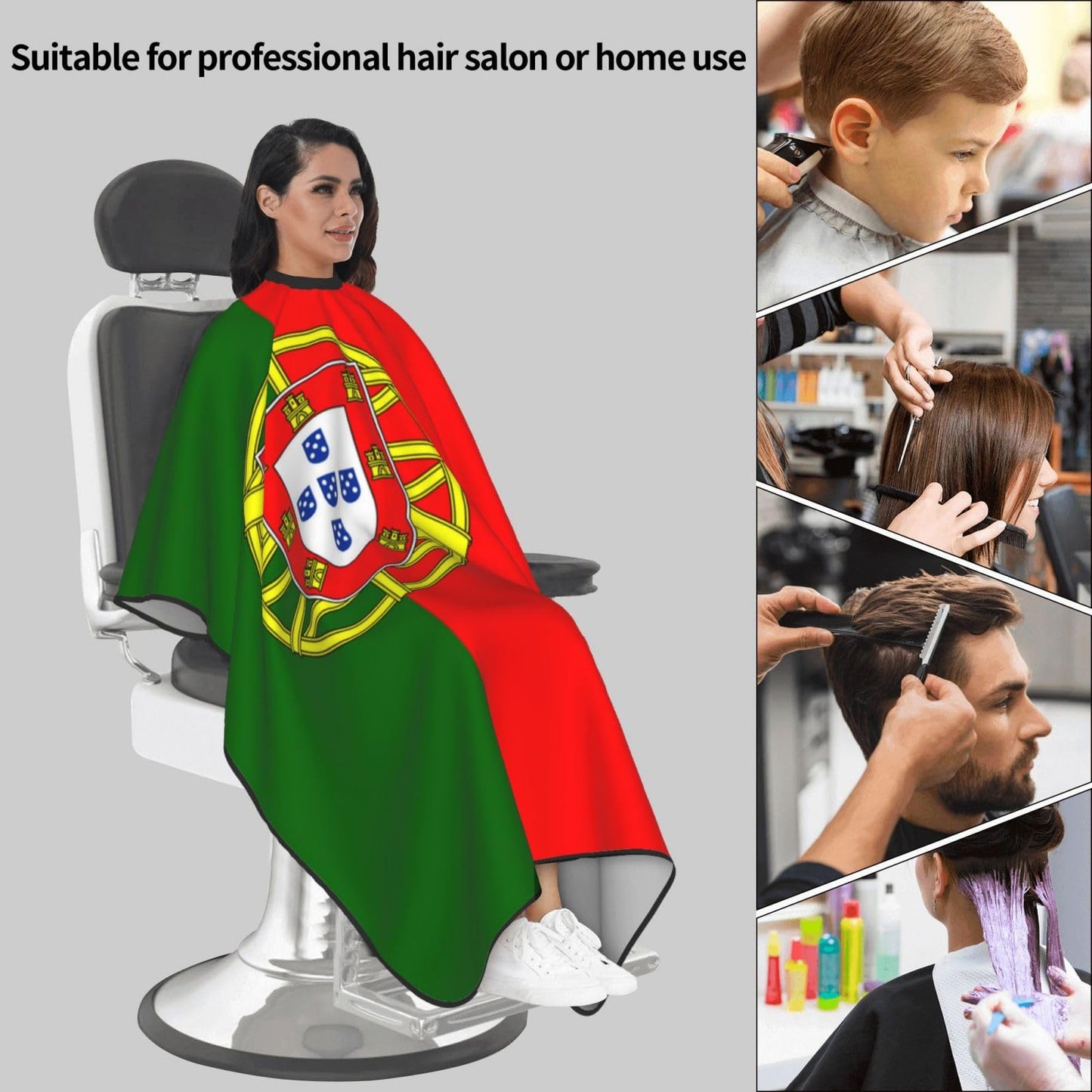 Luirioe Portugal Flag Hair Cutting Barber Cape Hair Salon and Dyeing Styling Cloth for Women/Men