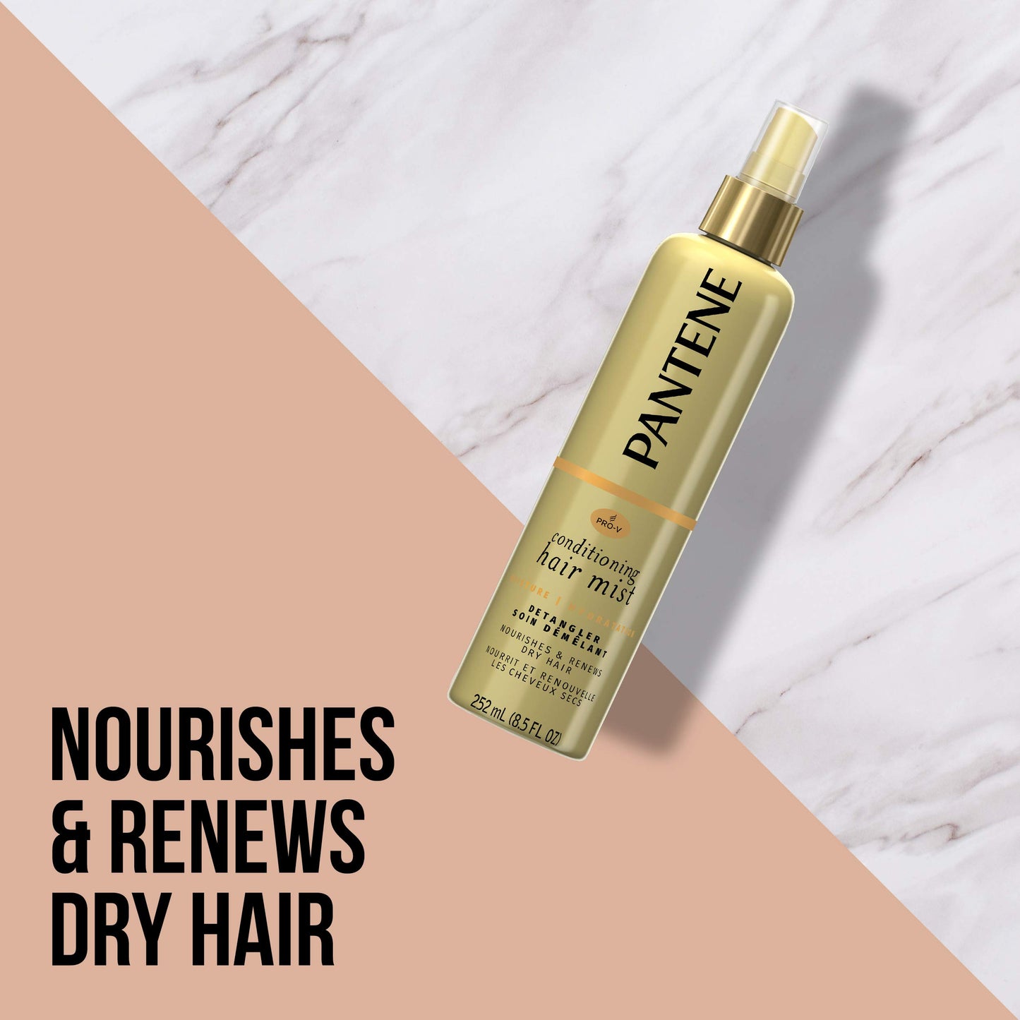 Pantene Pro-V Nutrient Boost Moisture Conditioning Mist Nourishing and Renewing Detangler, 8.5 fl oz