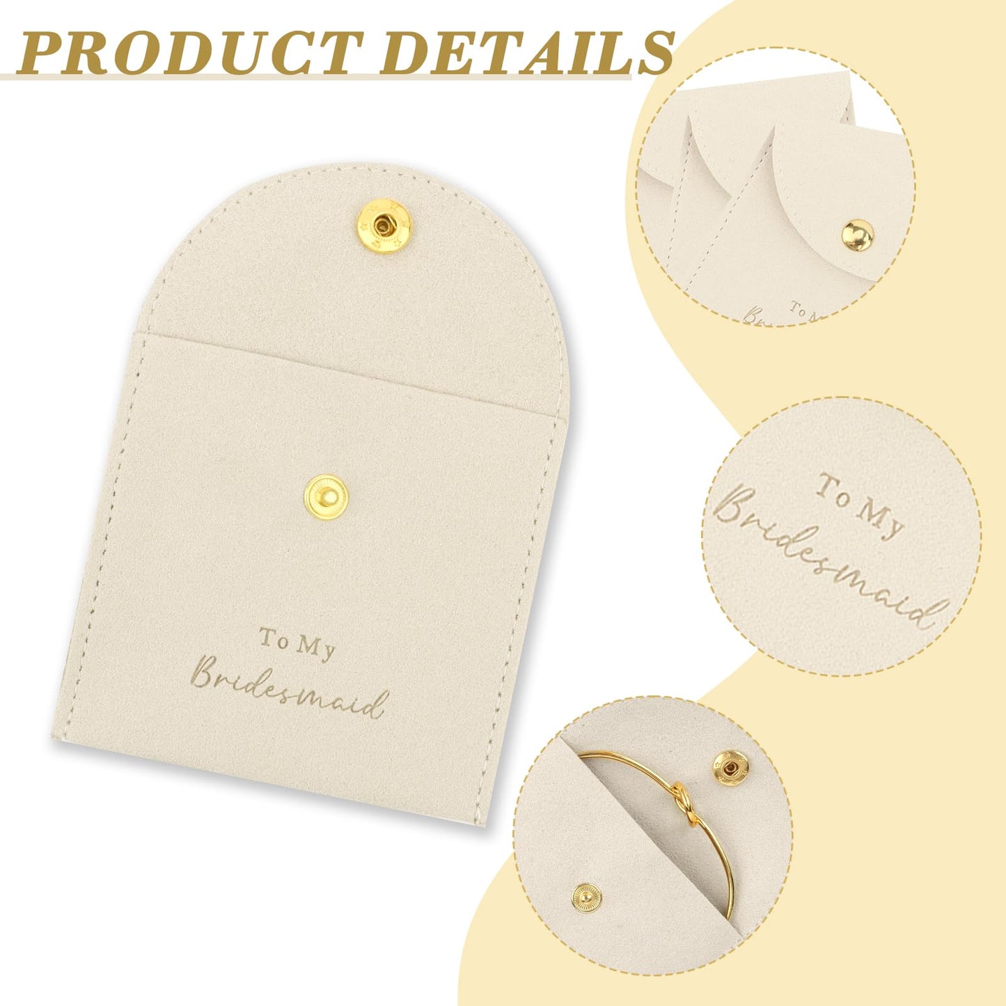 TIOSRU 16Pcs Bridesmaid Proposal Gifts Set Beige Small Jewelry Bags & Bridesmaids Knot Bracelets Set Bridesmaid Gifts for Wedding Day Bridal Shower Bachelorette Favors
