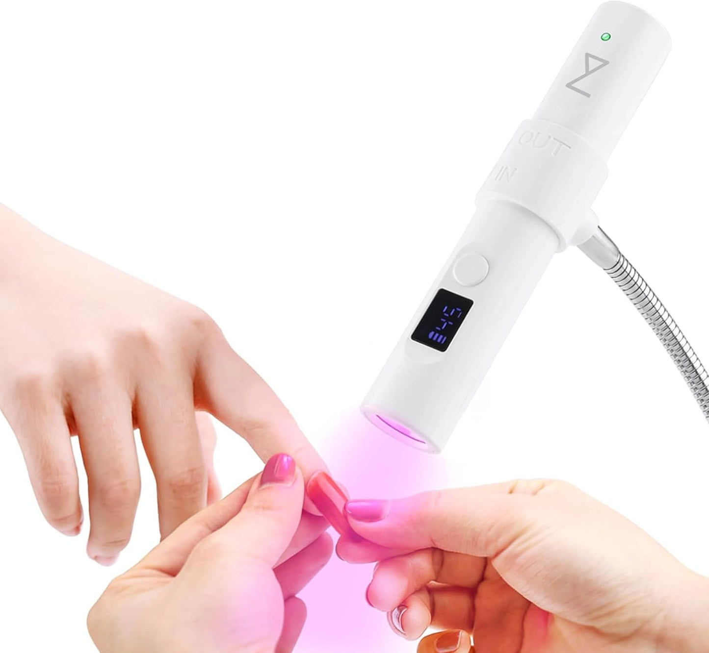 GlamCure GO Nail Flash Cure Lamp - LED & UV Light with Focus Beam Technology | Portable & Adjustable for Gel Nails