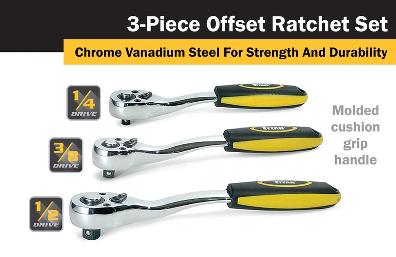 Titan 18025 3-Piece 72-Tooth Offset Ratchet Set