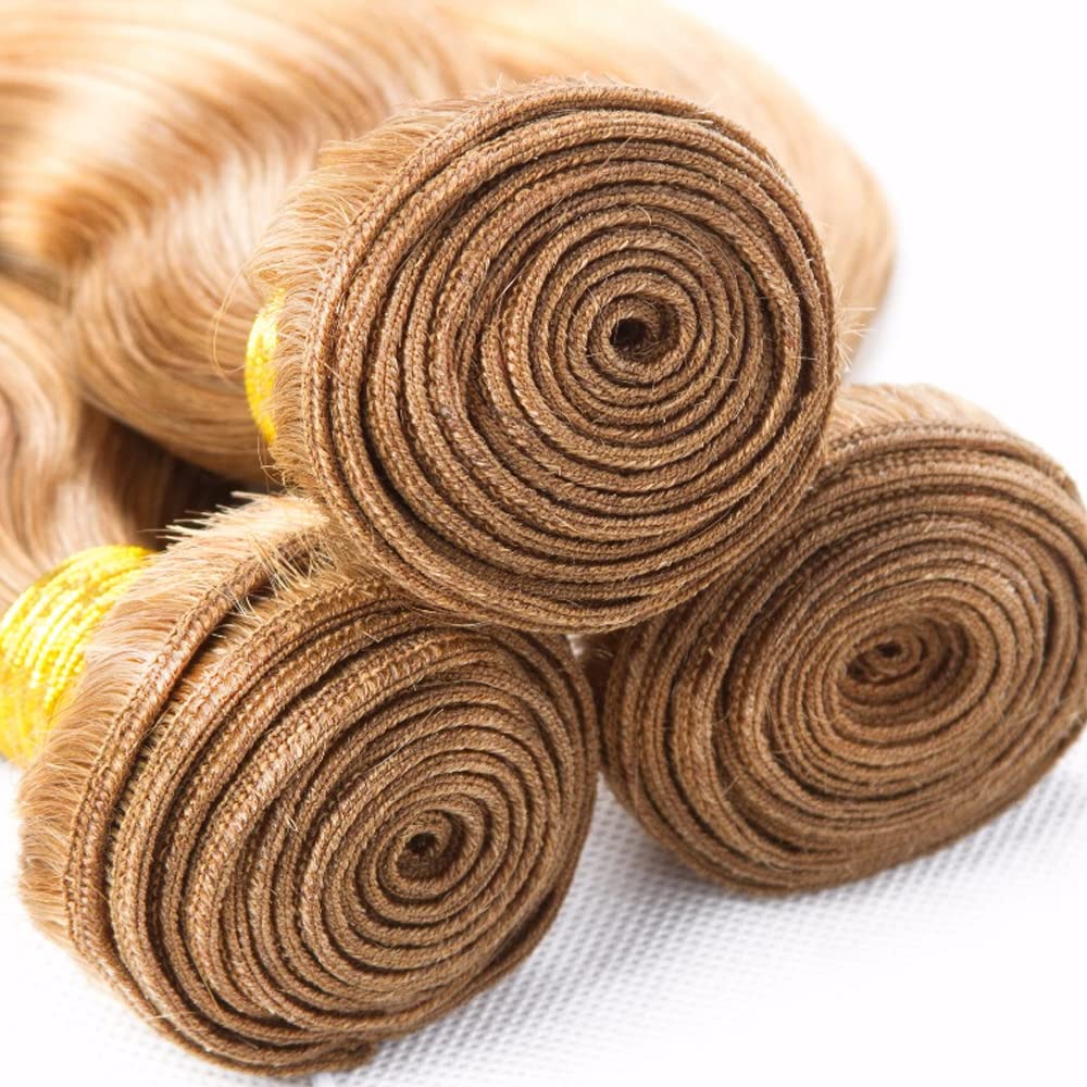 Blonde Bundles Human Hair Body Wave Bundles 28 30 32 Inch P27/613 Honey Blonde Body Wave Bundle Unprocessed Brazilian Virgin Weave Hair 3 Bundle 50 Gram Per Bundle