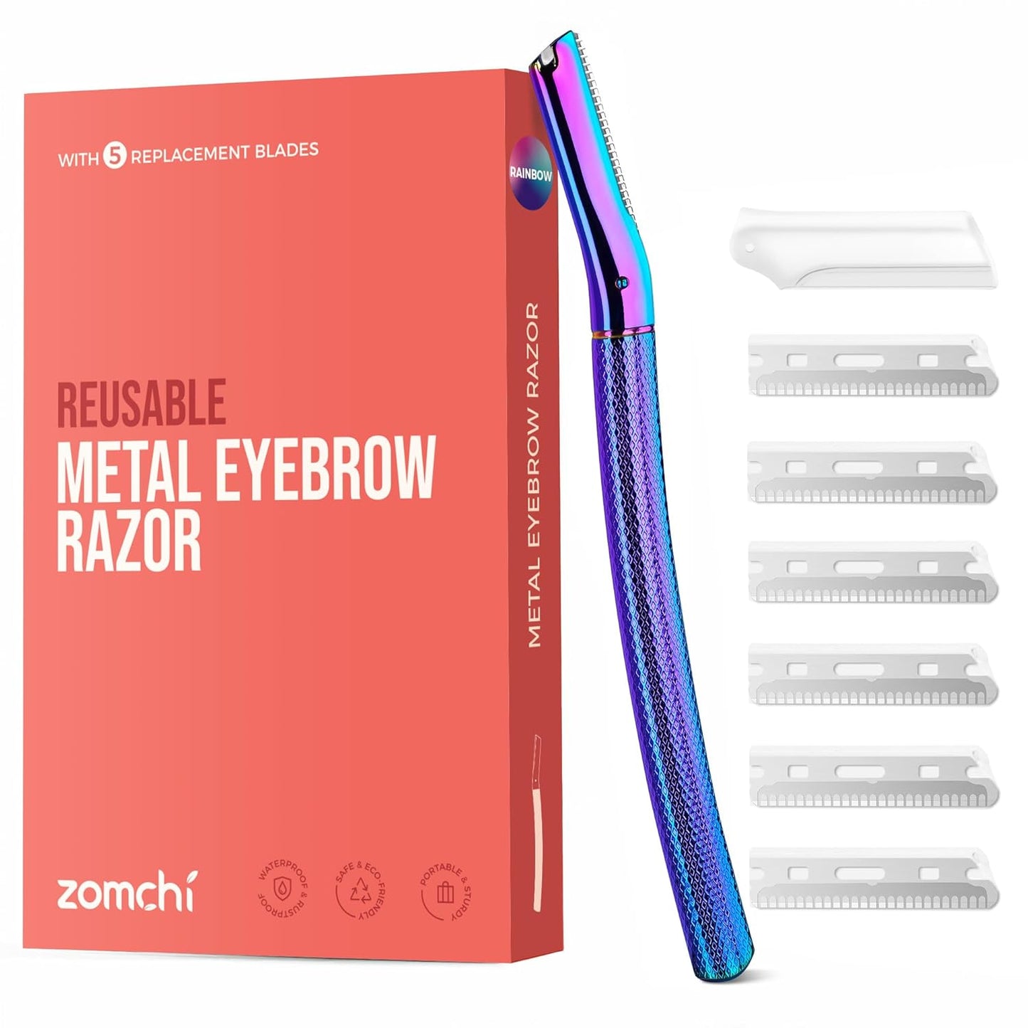 Eyebrow Razor - Precision Face Trimmer for Men & Women - Rose Gold | 6 Blades, Reusable Handle, Compact Design