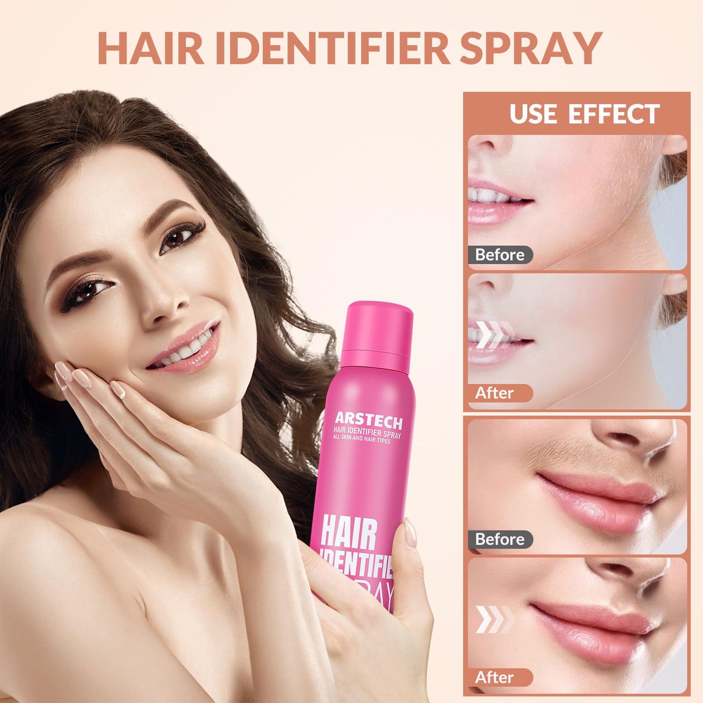 Hair Identifier Spray for Face Shaving Dermaplaning Tool 2 Pack Skin Body Dermaplaning Spray for Women with 8 Face Razor for Face Shaver Hair Removal Kit Excess Hair Dermaplane Razor for Women Face