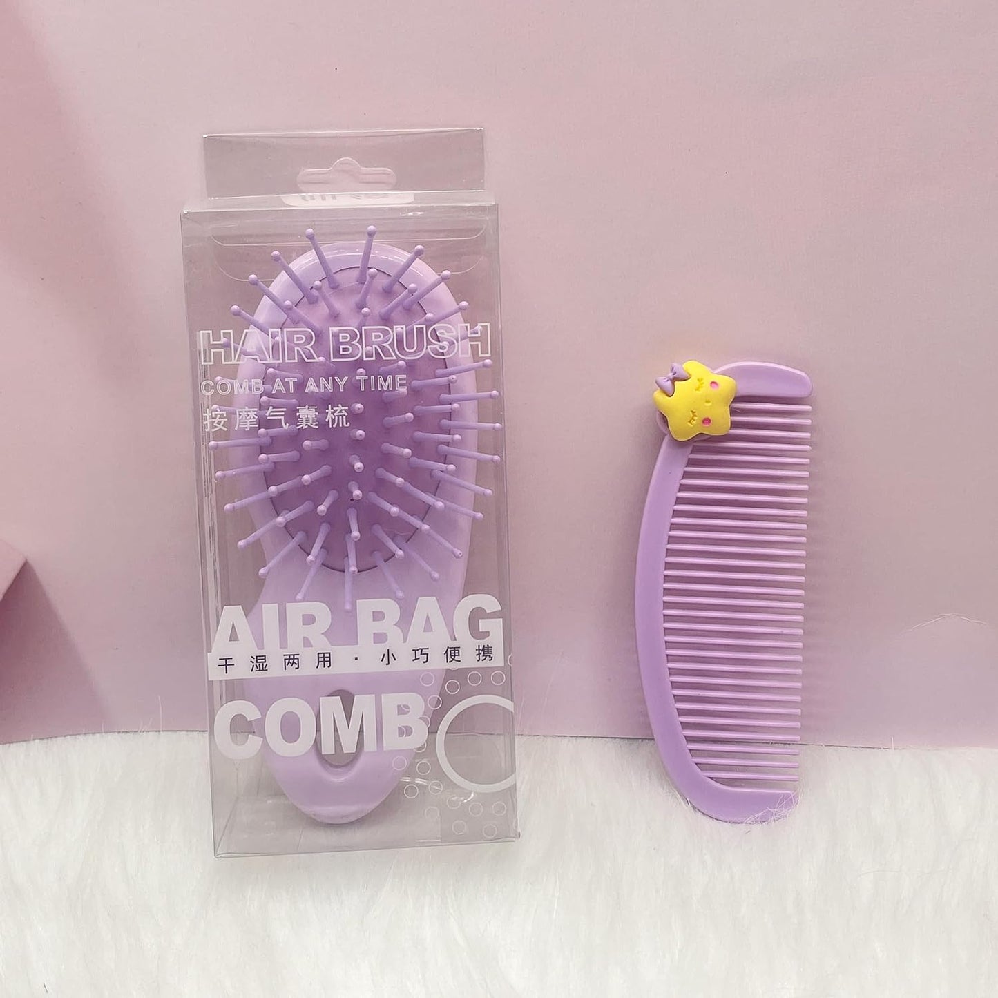 Mini Wet Hair Brush Set | Detangling Comb for Women, Girls & Kids - Travel-Friendly, Purple