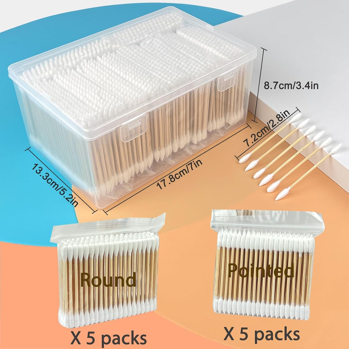 Bamboo Cotton Swabs - 1000-Pack Biodegradable Double-Ended Tips | Hypoallergenic, Lint-Free for Makeup, Pet Care & Electronics