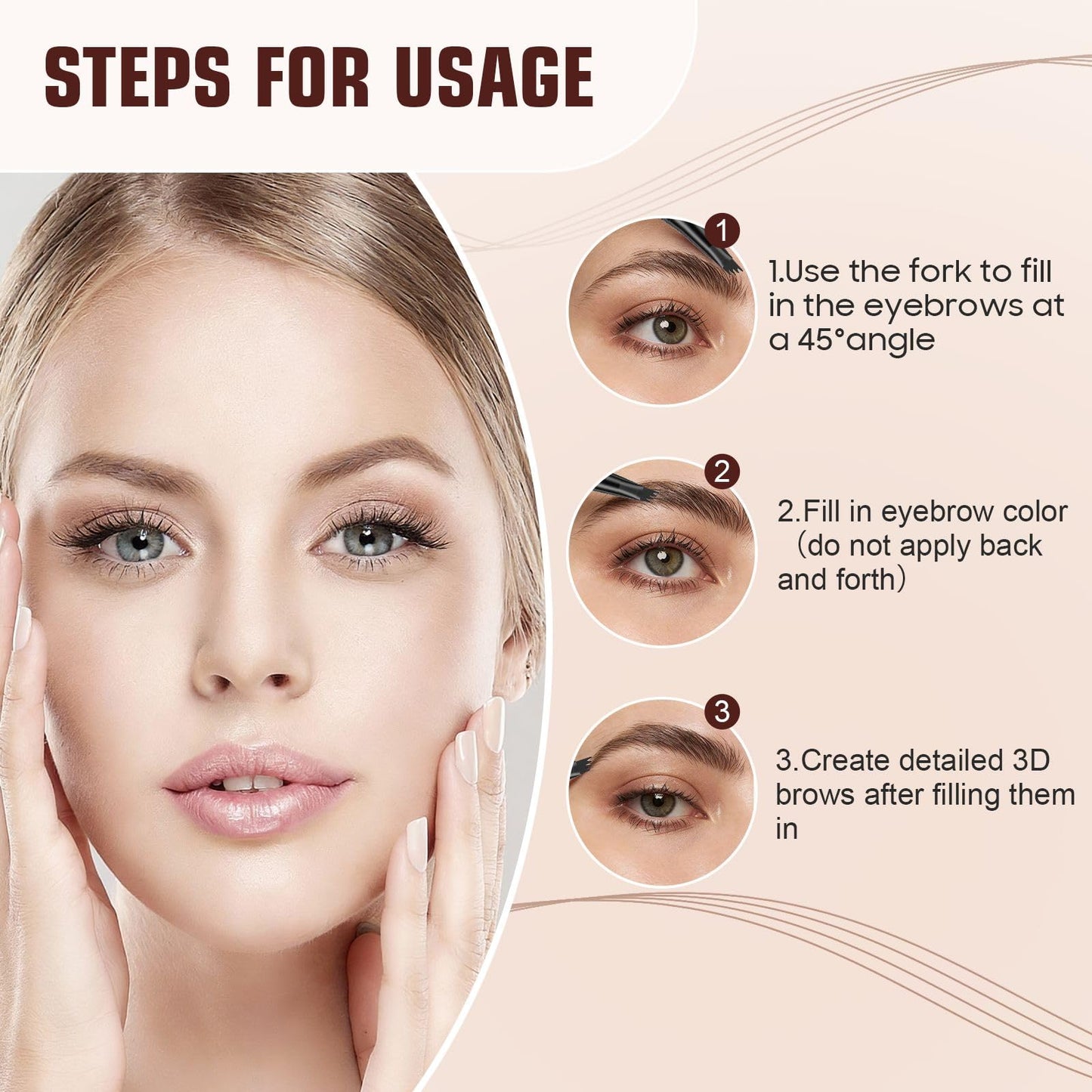 Eyebrow Pen - 4-Fork Tip Lift & Snatch Brow Pencil，Microblading Long-Lasting Waterproof Eye Brow Pen，Natural-Looking Hair-Like Brows，Easy to Use Eyebrow Pencils Makeup for Women (Dark Brown)