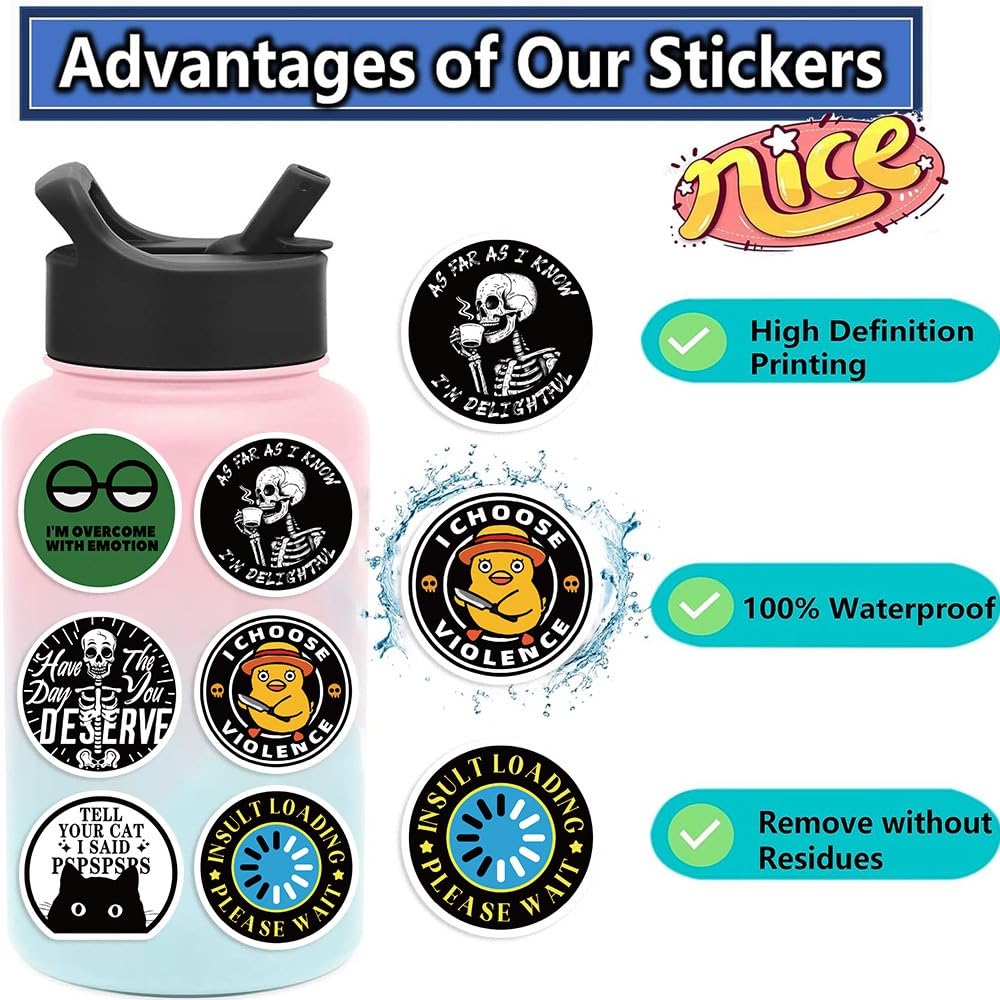 400 PCS Funny Stickers for Adults, Hilarious Meme Stickers Pack for Water Bottles, Laptops, Scrapbook, Hard Hats – Waterproof Vinyl Adult Humor Sticker