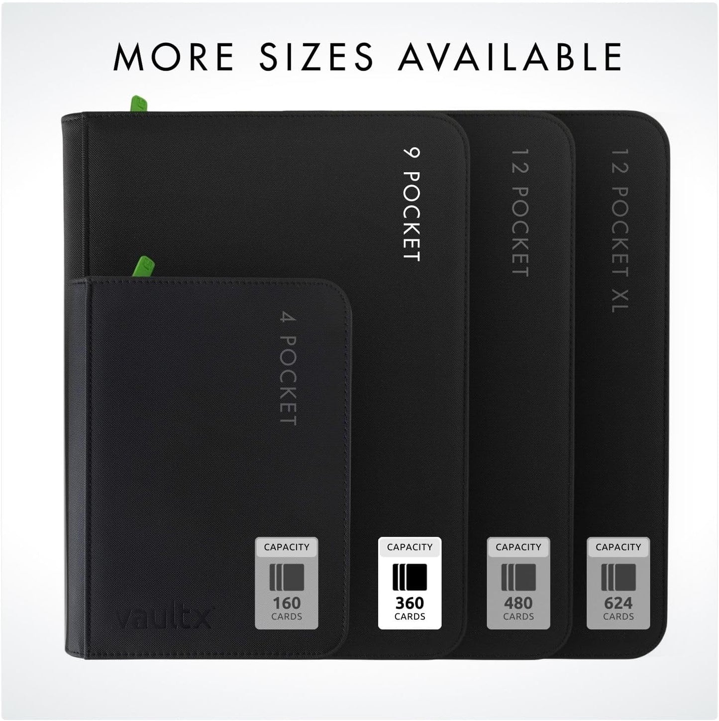 Vault X 9 Pocket Zip Binder - Durable Exo-Tec Material, Holds 360 Cards | Black, 20 Side-Loading Pages