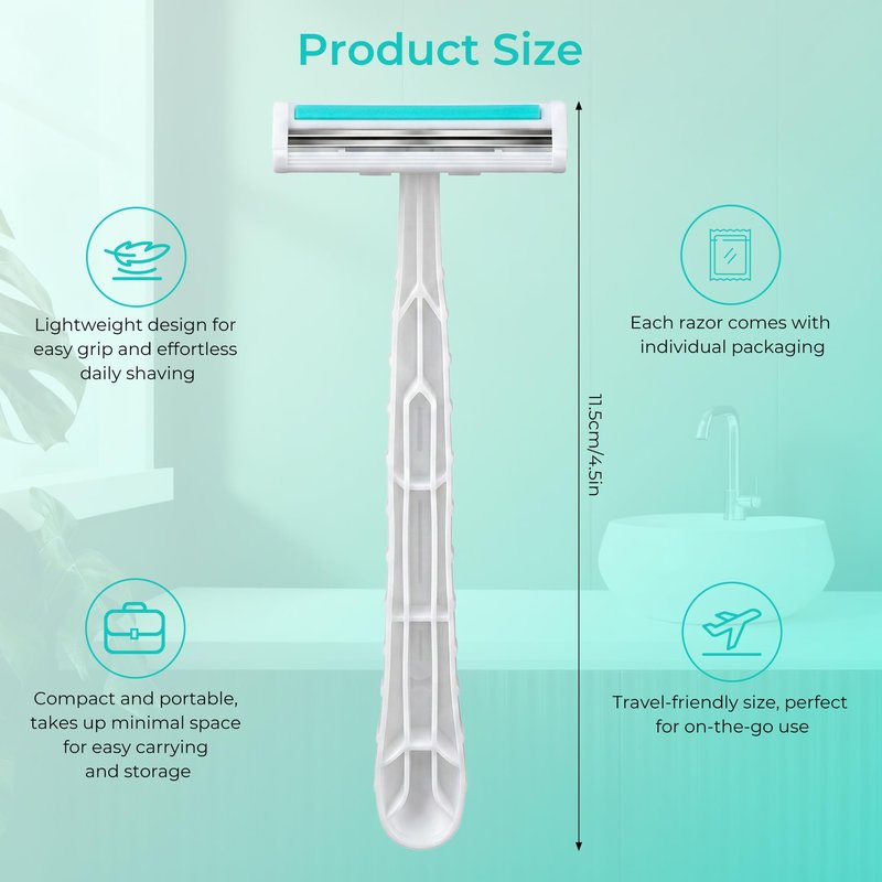 Disposable Razors, White Bulk Razors With Knife Caps, Individually Packaged, Razors In Bulk Suitable For Hotels, Shelters, Homeless People, Nursing Homes, Charities, Churches (50-PACK)