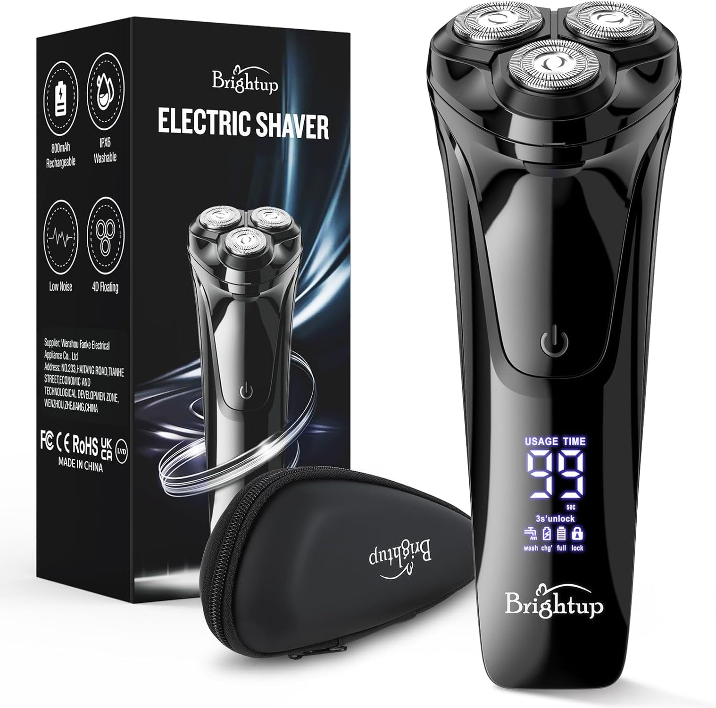 Electric Razor for Men - Wet & Dry Shaver with 4D Flex Blades, Pop-up Trimmer | USB Fast Charging, LED Display, Travel Lock