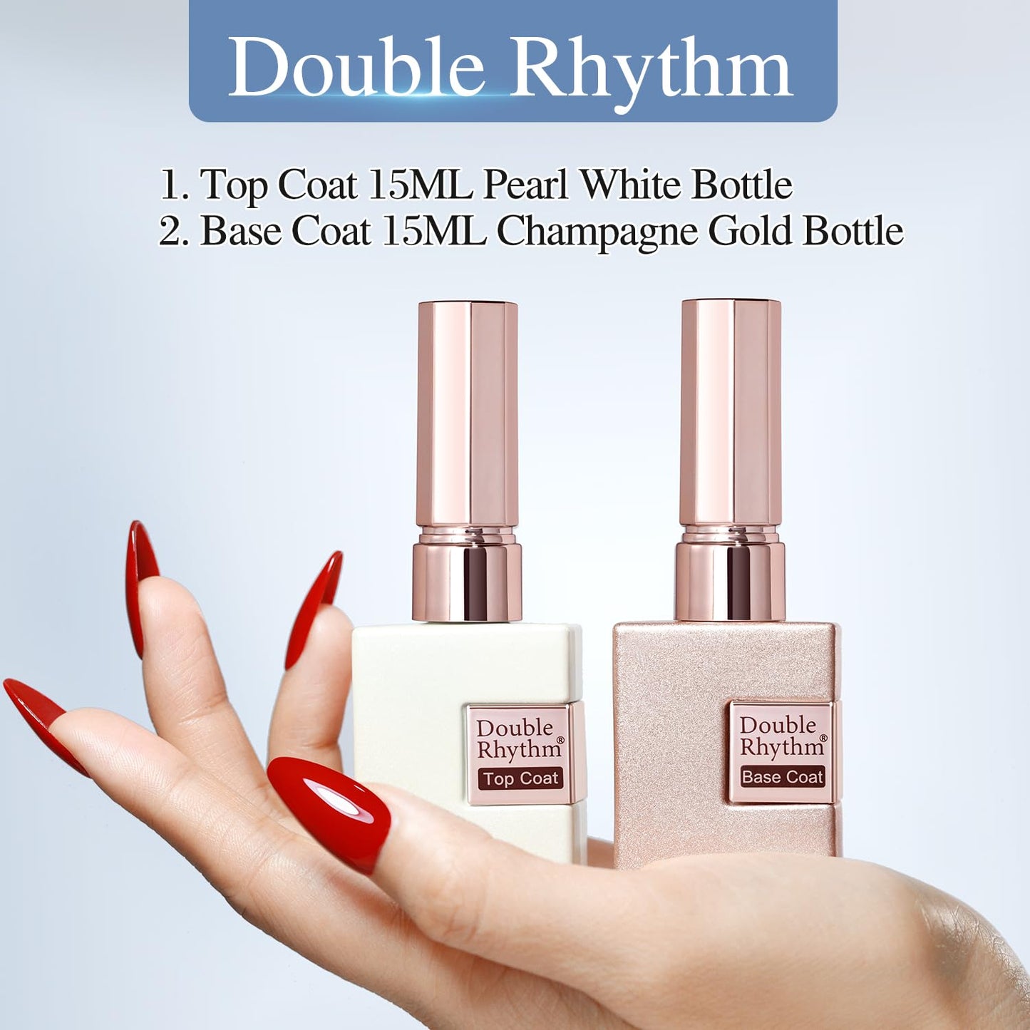 15ML No Wipe Gel Top Coat & Base Coat Set - Clear Glossy Finish | 2 Pcs
