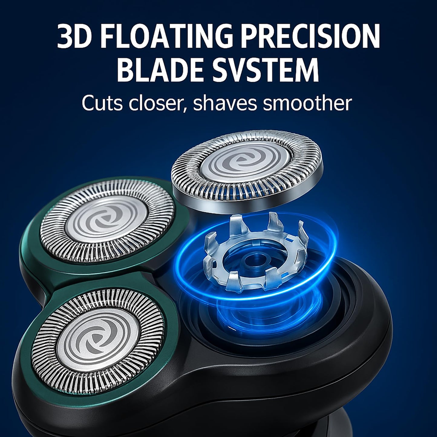 Electric Razor for Men, Rechargeable Rotary Electric Shaver with 3D Floating Heads, Ideal for Travel, Office, and Business Trips (Green)