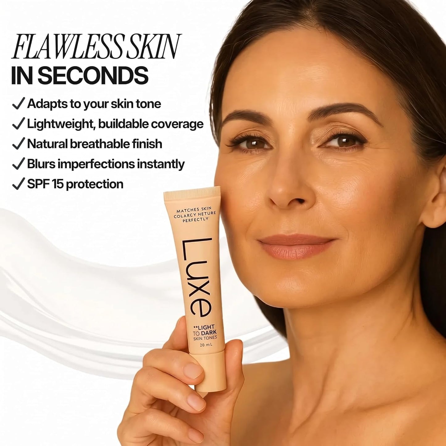 Luxe Changing Foundation for Light to Medium Skin Tone - Smooth Buildable Coverage | Essential Brush Set Included