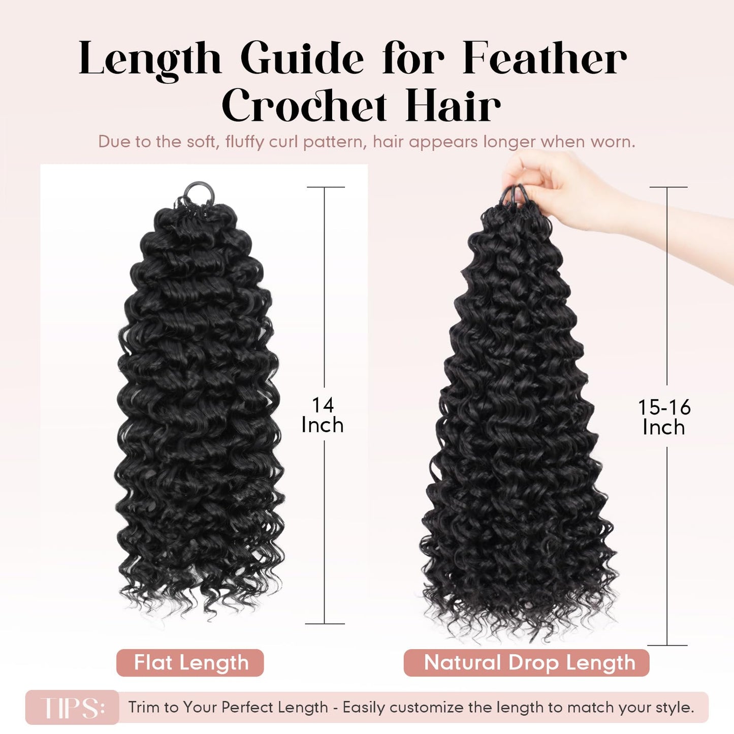 Miracle Knots Feather Crochet Hair for Black Women, 14 Inch 100 Strands Human Hair Like Soft Touch, Pre-Separated Synthetic Knotless Gogo Curl Crochet Hair (1B)