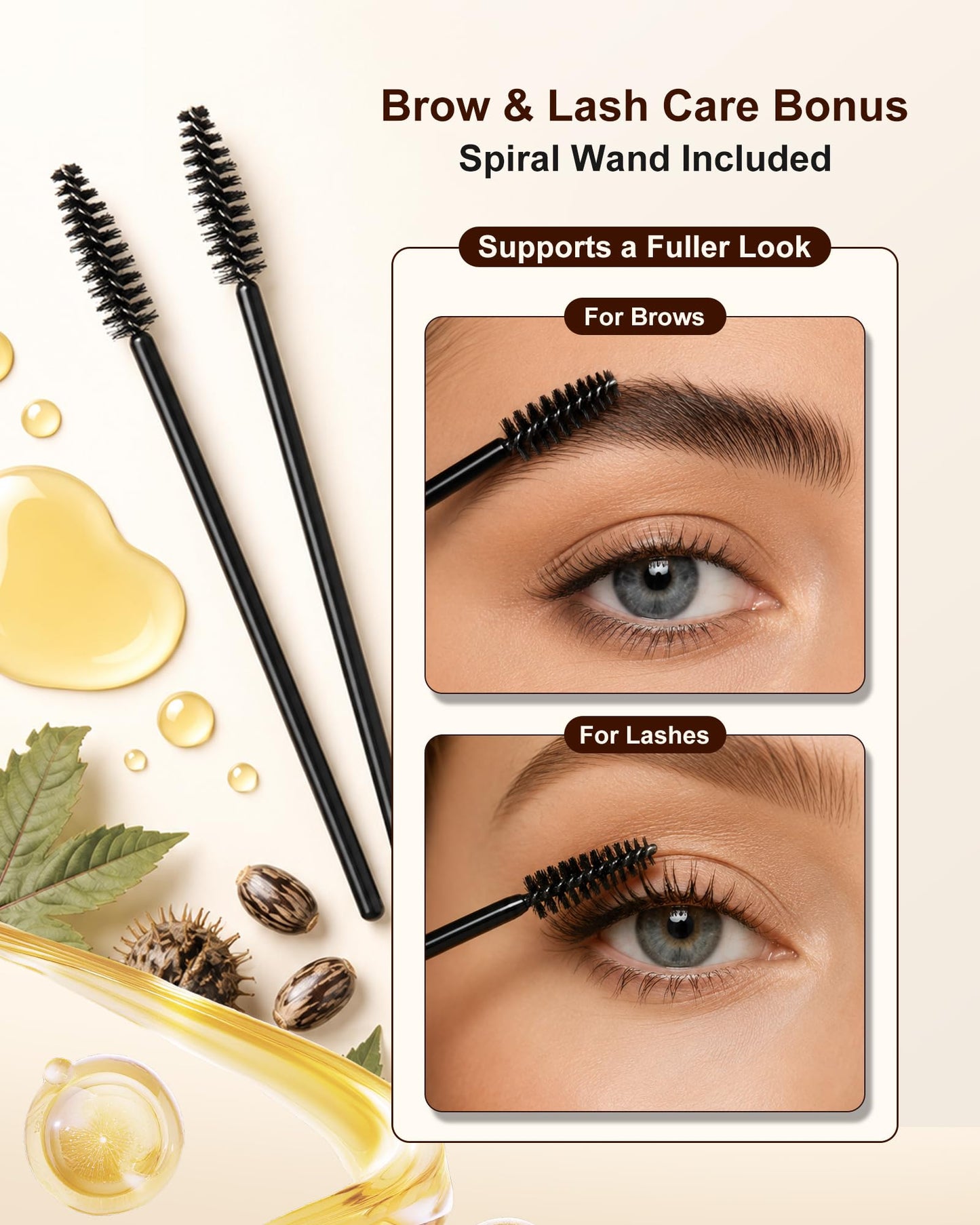 FLOWHYET Organic Castor Oil for Hair Growth, Pure Eyelash Growth Serum