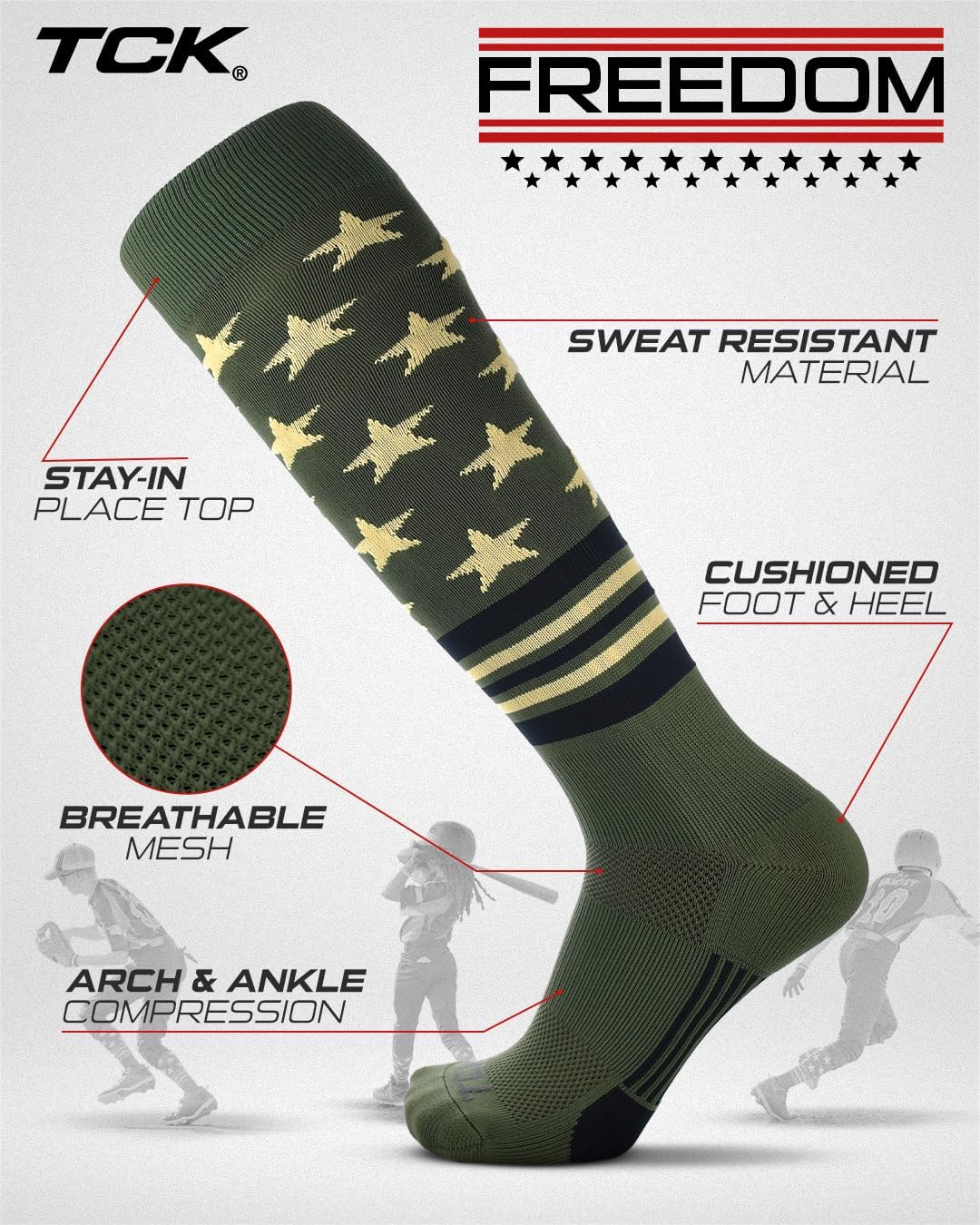 Baseball Socks - USA Made American Flag & Patriotic Design | Youth & Adult Sizes Available
