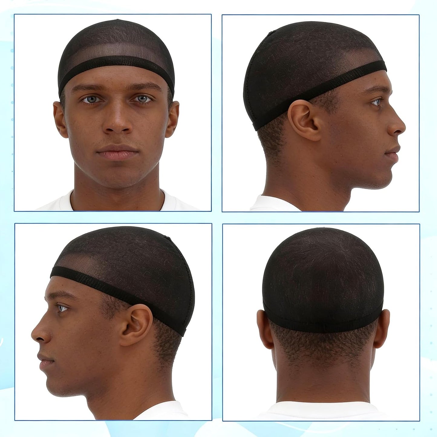 Wave Cap for Men - 10 Pack Soft Breathable Black Stocking Caps | Comfortable Elastic Hair Caps for Sleeping & Exercise