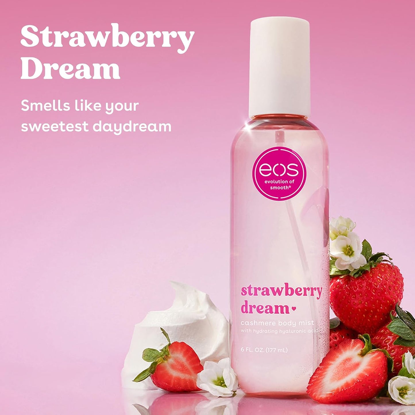 Cashmere Body Mist - Strawberry Dream Scented Spray for Women | Moisturizing Hair Mist with Hyaluronic Acid, 6 fl oz