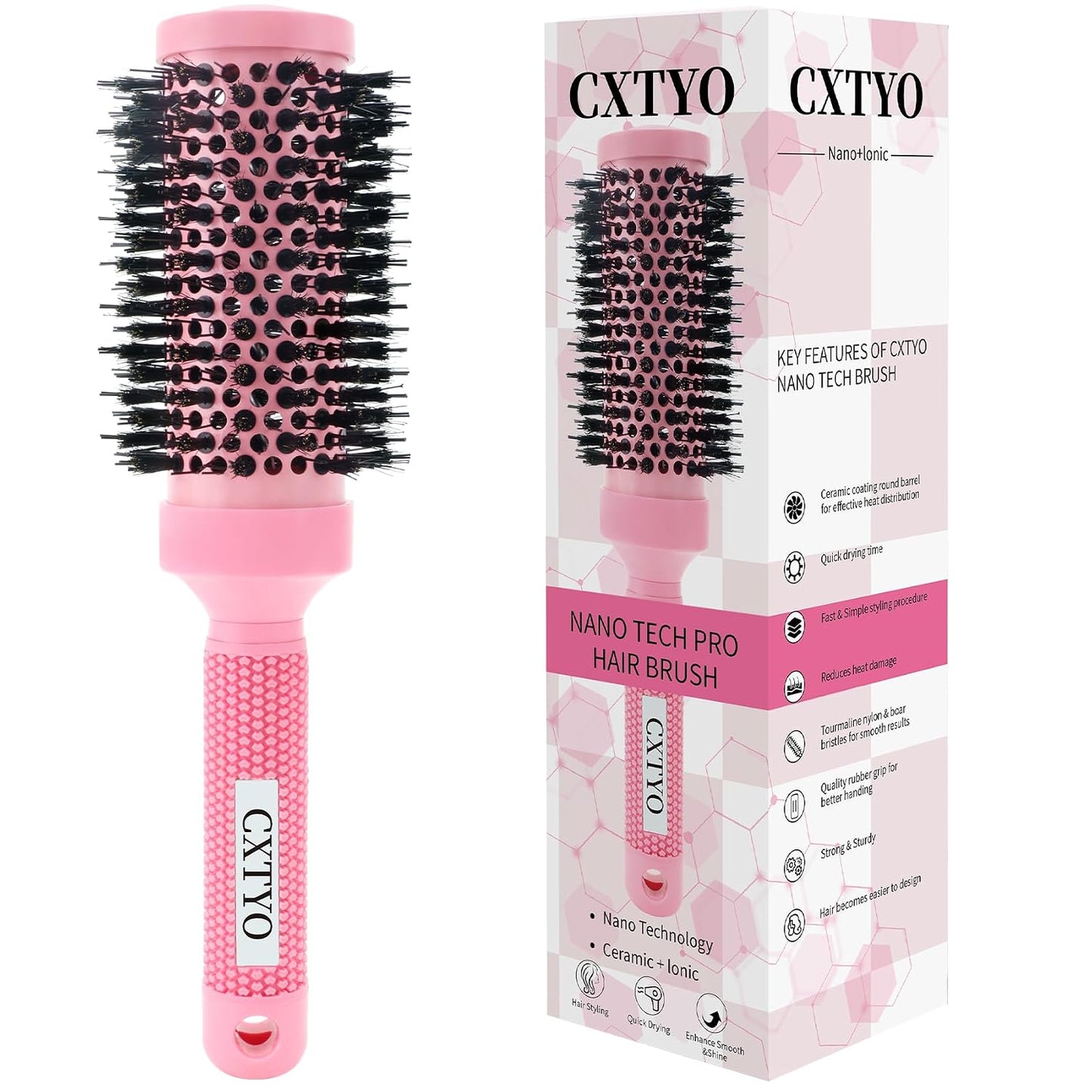 Medium Round Hair Brush - Nano Thermal Ceramic & Ionic Tech for Blowouts, Curling & Straightening | 2.9 Inch Barrel