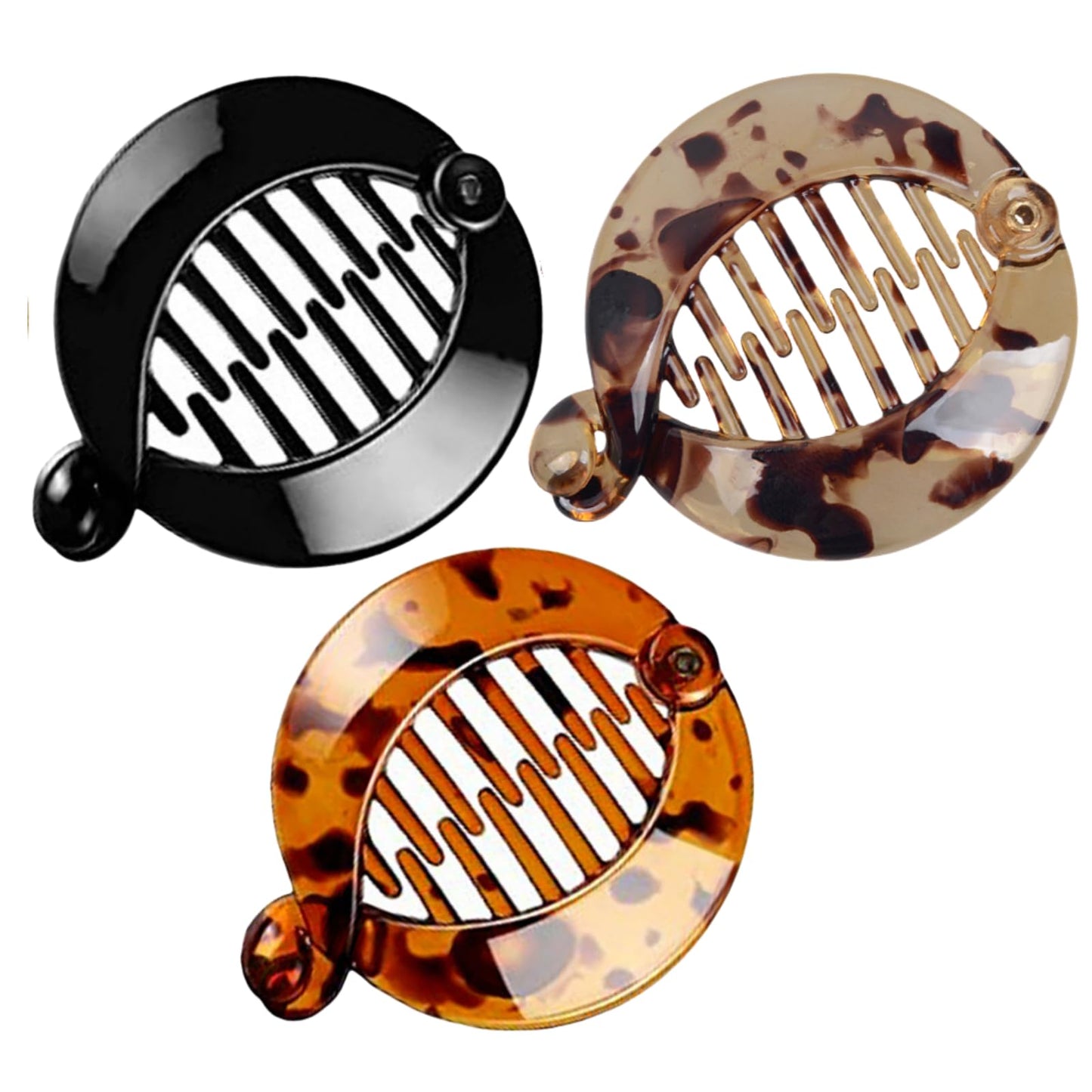 3Pcs Resin Banana Hair Clips Small Banana Hair Combs Fishtail Hair Clip Side Comb Round Ponytail Holder for Women Girl Hair Accessories Clips and Barrettes
