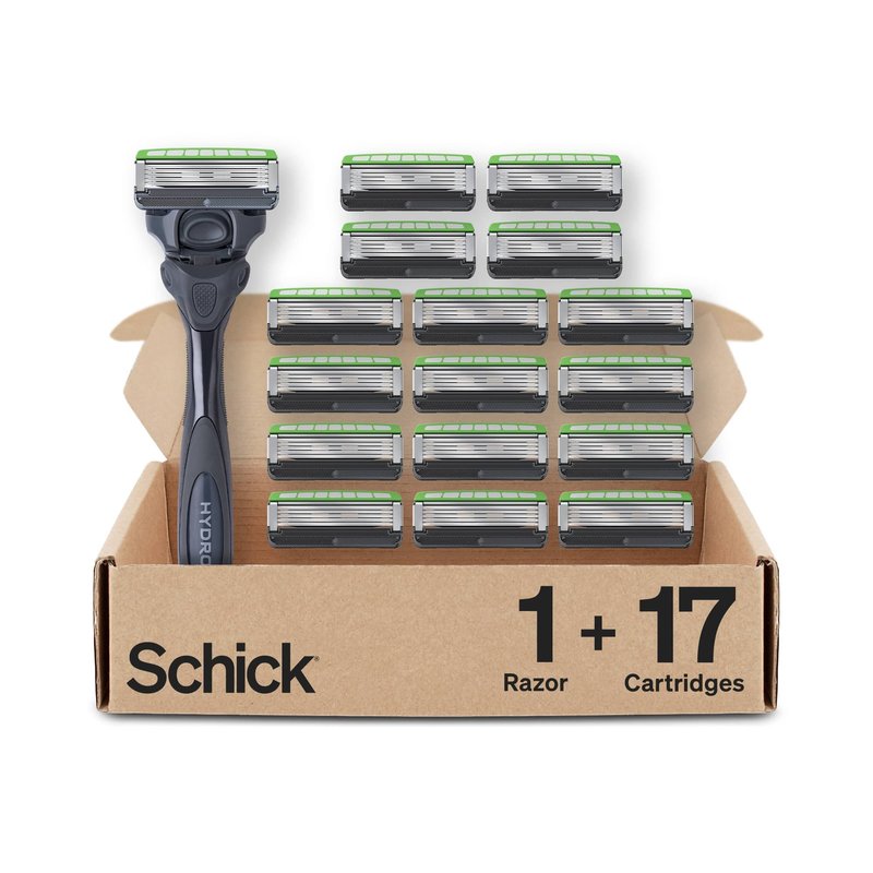 Schick Hydro Sensitive Razors for Men | 5-Blade Mens Razors for Shaving, 1 Mens Razor Handle with 17 Razor Blades Refills