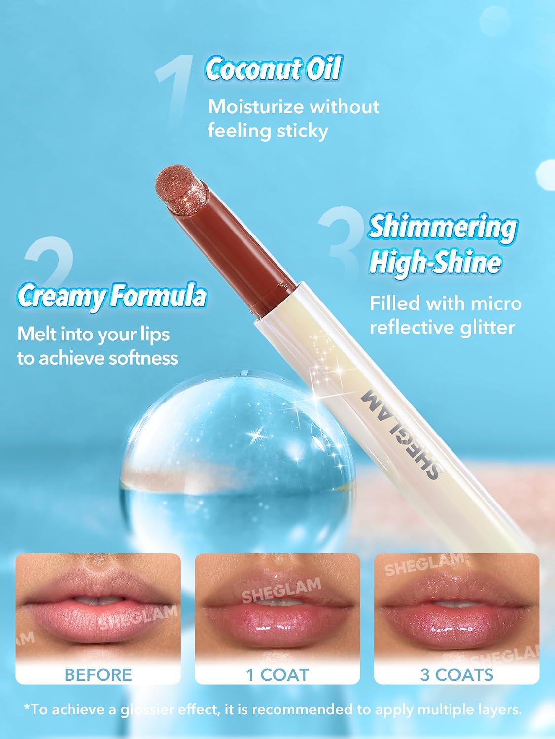 SHEGLAM Pout-Perfect Lip Gloss | Moisturizing Shimmer Lip Plumper - Sugar Crystal