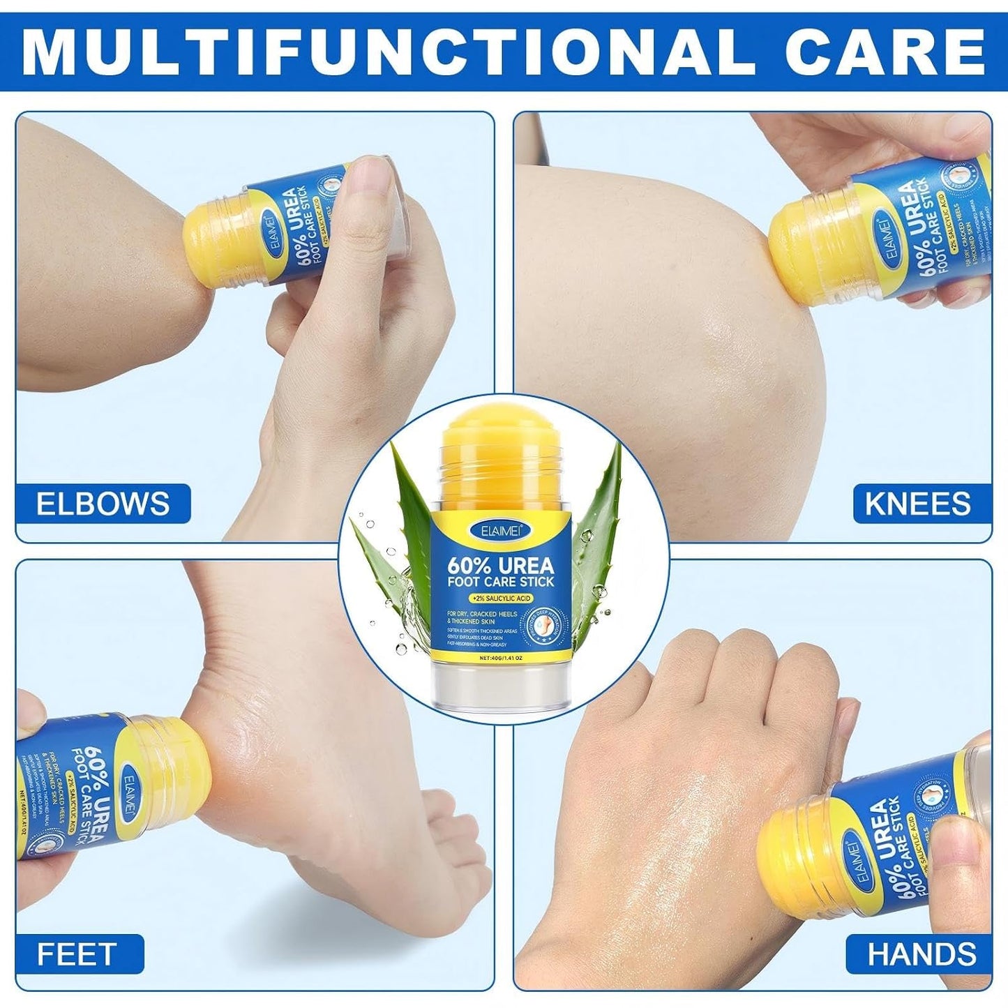 Urea Foot Cream Stick - 60% Urea & 2% Salicylic Acid for Deep Moisturizing | Gentle Exfoliation & Callus Remover