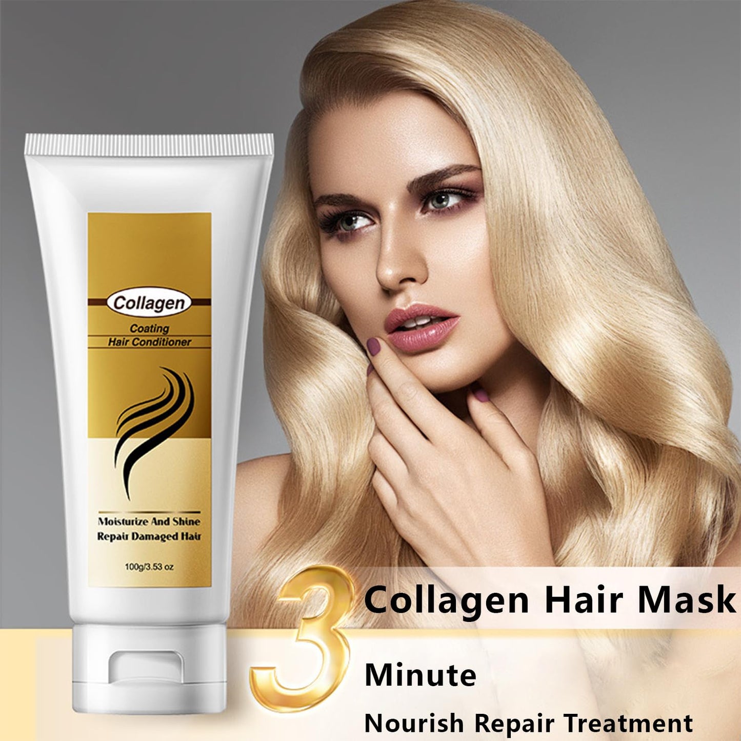 Collagen Hair Mask - Protein Hair Treatment with Argan Oil for Dry & Damaged Hair, Intensive Conditioning Mask for All Hair Types, 3.5oz