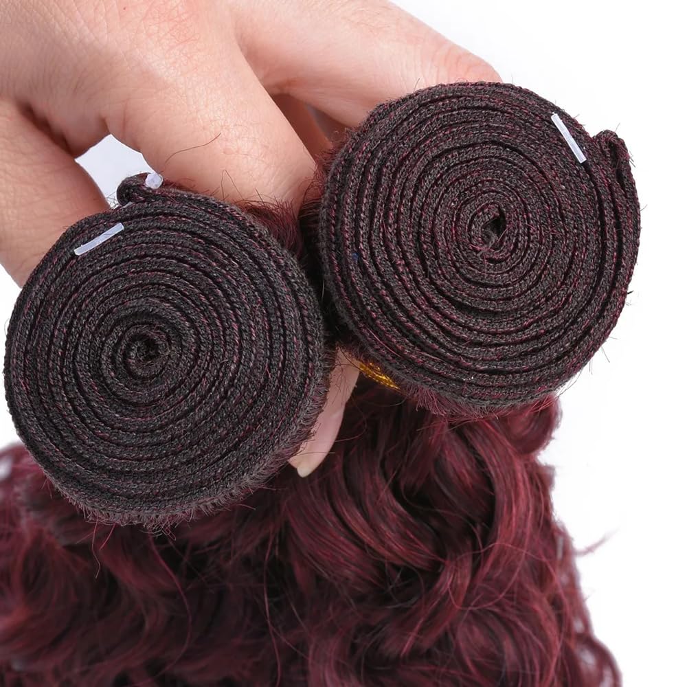 Burgundy Bundles Human Hair Burgundy Deep Wave Bundles 12 14 16 inch Red Human Hair Bundle 99J Deep Wave Bundle 150g