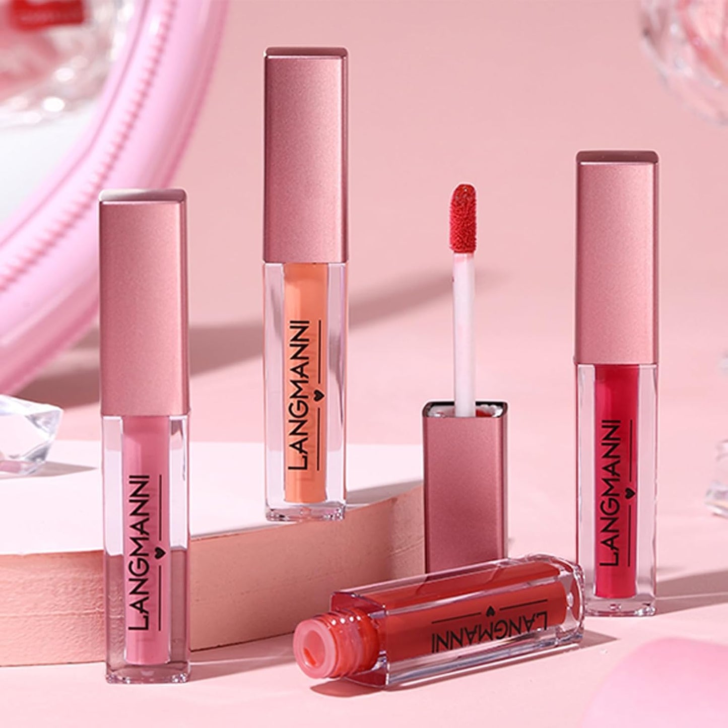 LANGMANNI Lip Gloss Collection - 12 Pcs Shiny Smooth Liquid Lip Stains | Rich Colors for Makeup Enthusiasts