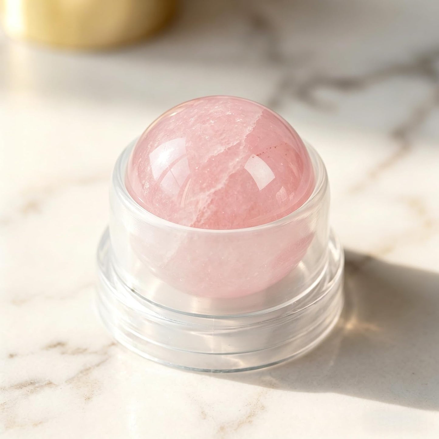 Rose Quartz Roller Bottle - 50ml Refillable Amber Glass Container | Leak-Proof Design with Pink Beads
