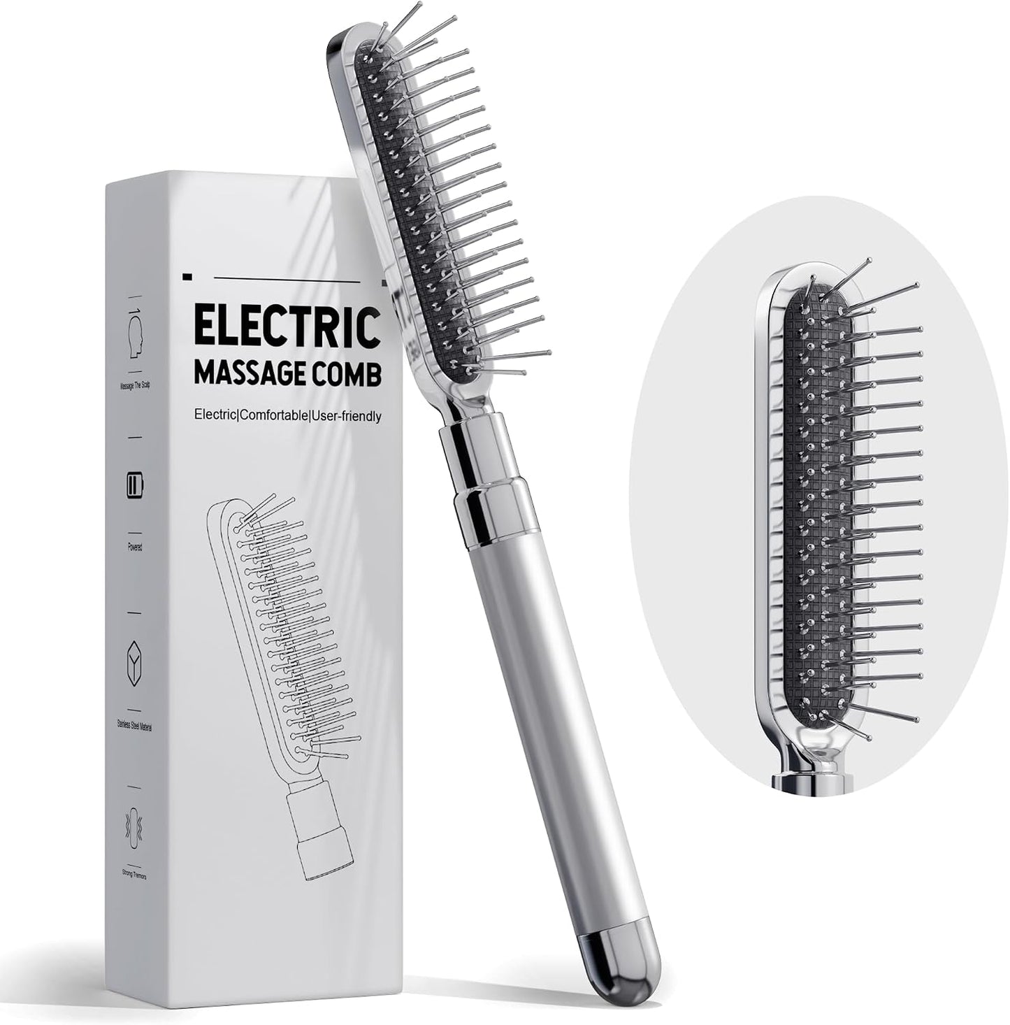 Electric Scalp Massager - Deep Relaxation Vibrating Head Massager for Stress Relief | Gentle Metal Tips, Cordless Design