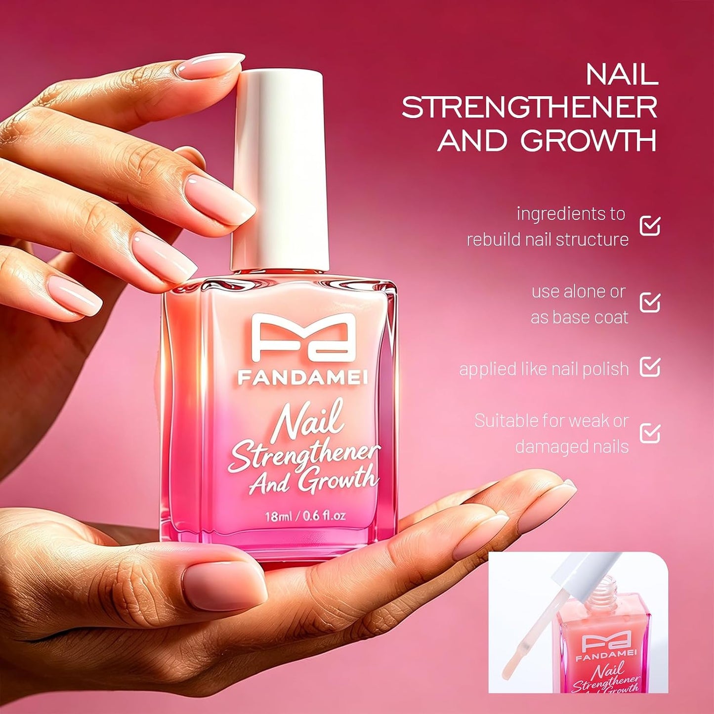 Nail Care Kit for Women - Cuticle Remover Tools, Strengthener & Pink Polish | Manicure Essentials