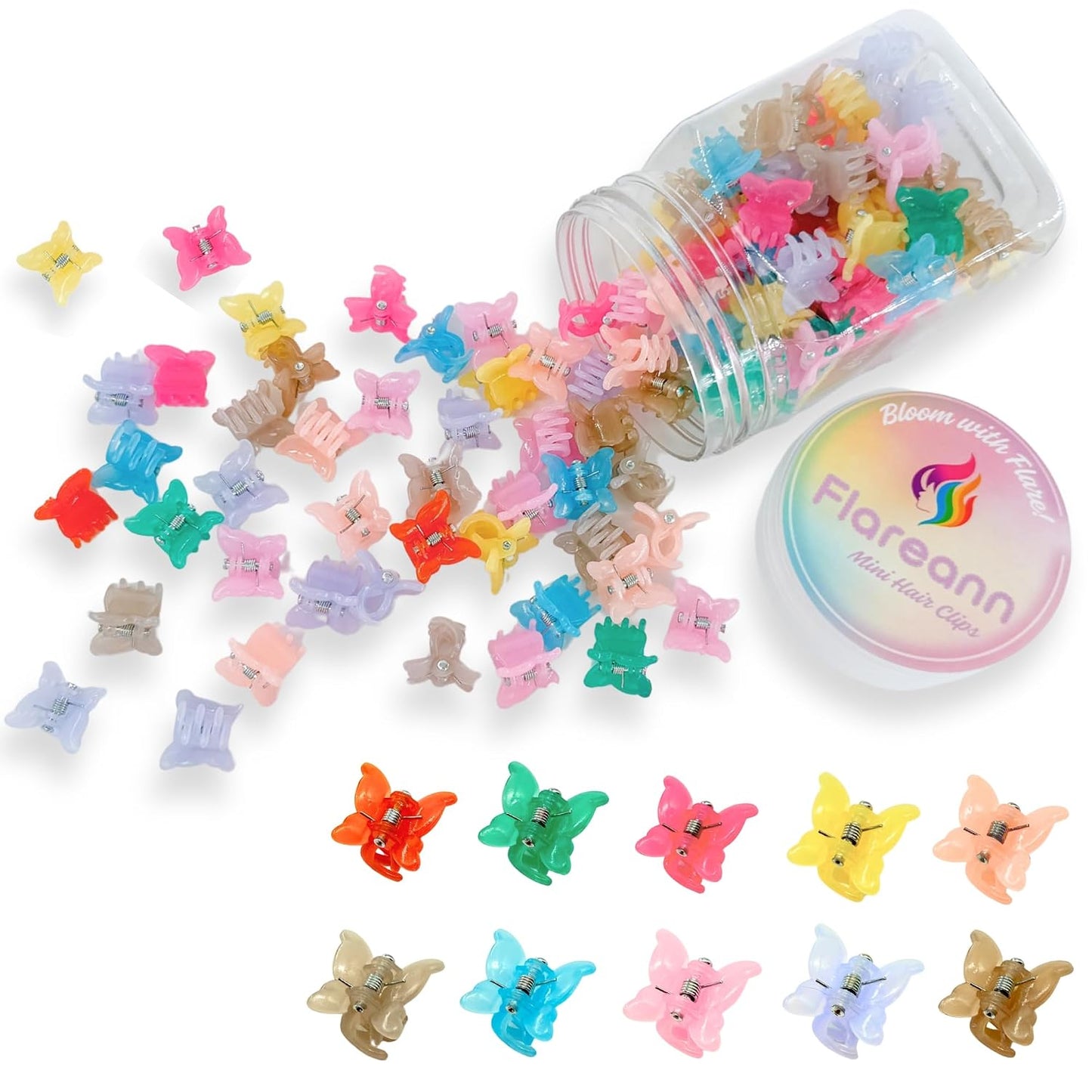 Mini Butterfly Hair Clips - 100 Pcs Toddler Hair Accessories | Colorful Claw Clips for Girls & Babies