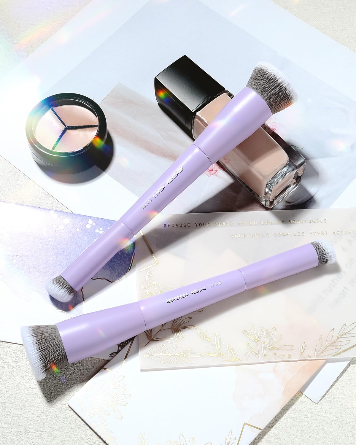 EIGSHOW Foundation & Concealer Brush with Silver Ion Bristles, Dual Ended Makeup Brush for Flawless Coverage, Precision Concealer (D110P)