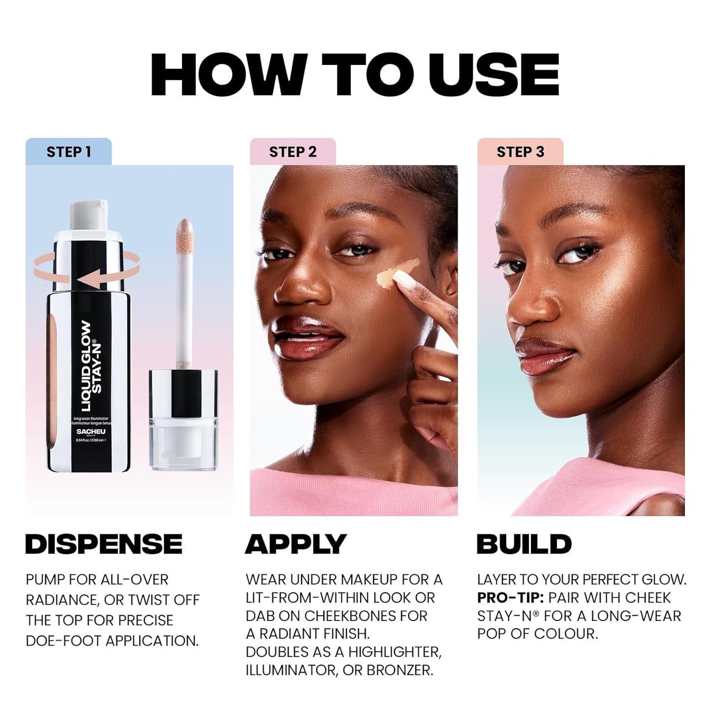Glowmance Bundle - High Pigment, Buildable Luminous Glow | Includes Lip Liner, Cheek & Liquid Glow