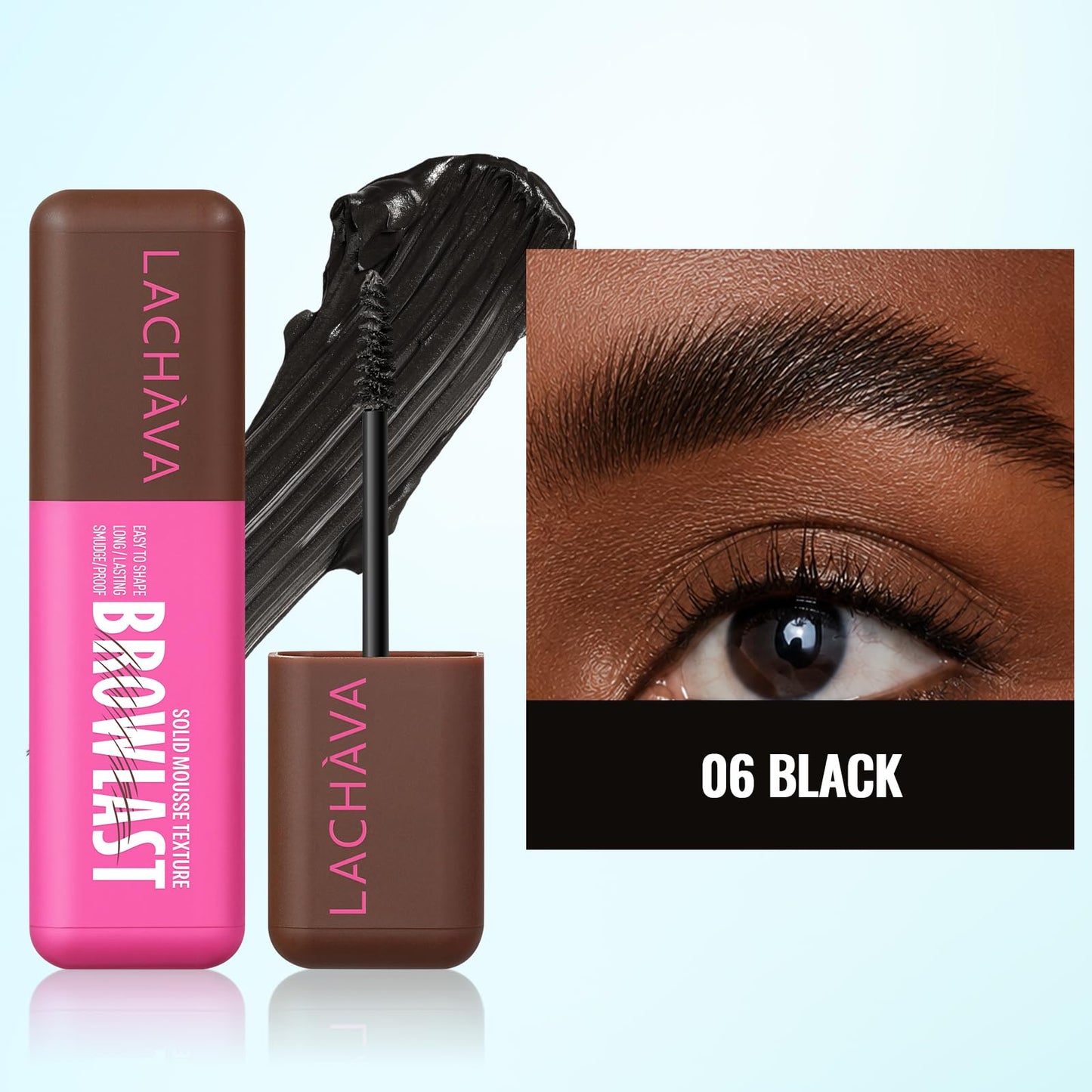 2 Pack Waterproof Brow Gel, Eyebrow Tint and Setting 2-in-1 Fluffy Volumizing Brow Mousse, All Day Hold Eyebrow Gel with Brush For Natural Full-Looking Eyebrow Makeup, Black