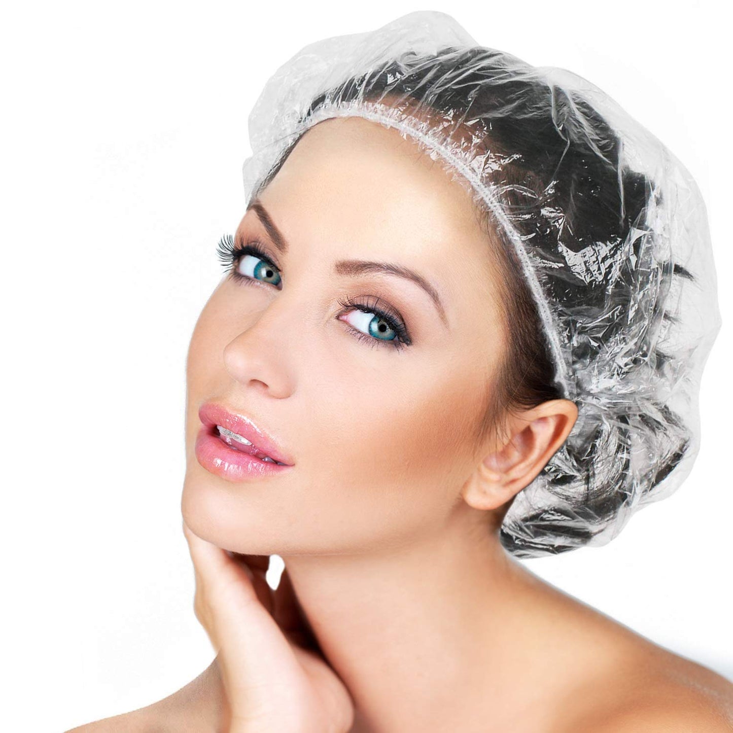 Disposable Shower Caps - 100 Pcs Waterproof Thick Elastic Bath Caps | Clear Hair Covers for Spa, Home, Salon, Travel (18.1")