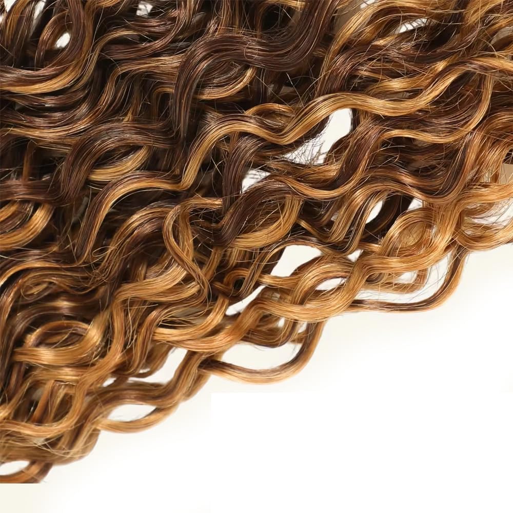 P427 Human Hair Bundles Highlight Water Wave Bundles 18 20 22 inch Dark Brown Human Hair Bundle Brown and Honey Blonde Color 150g